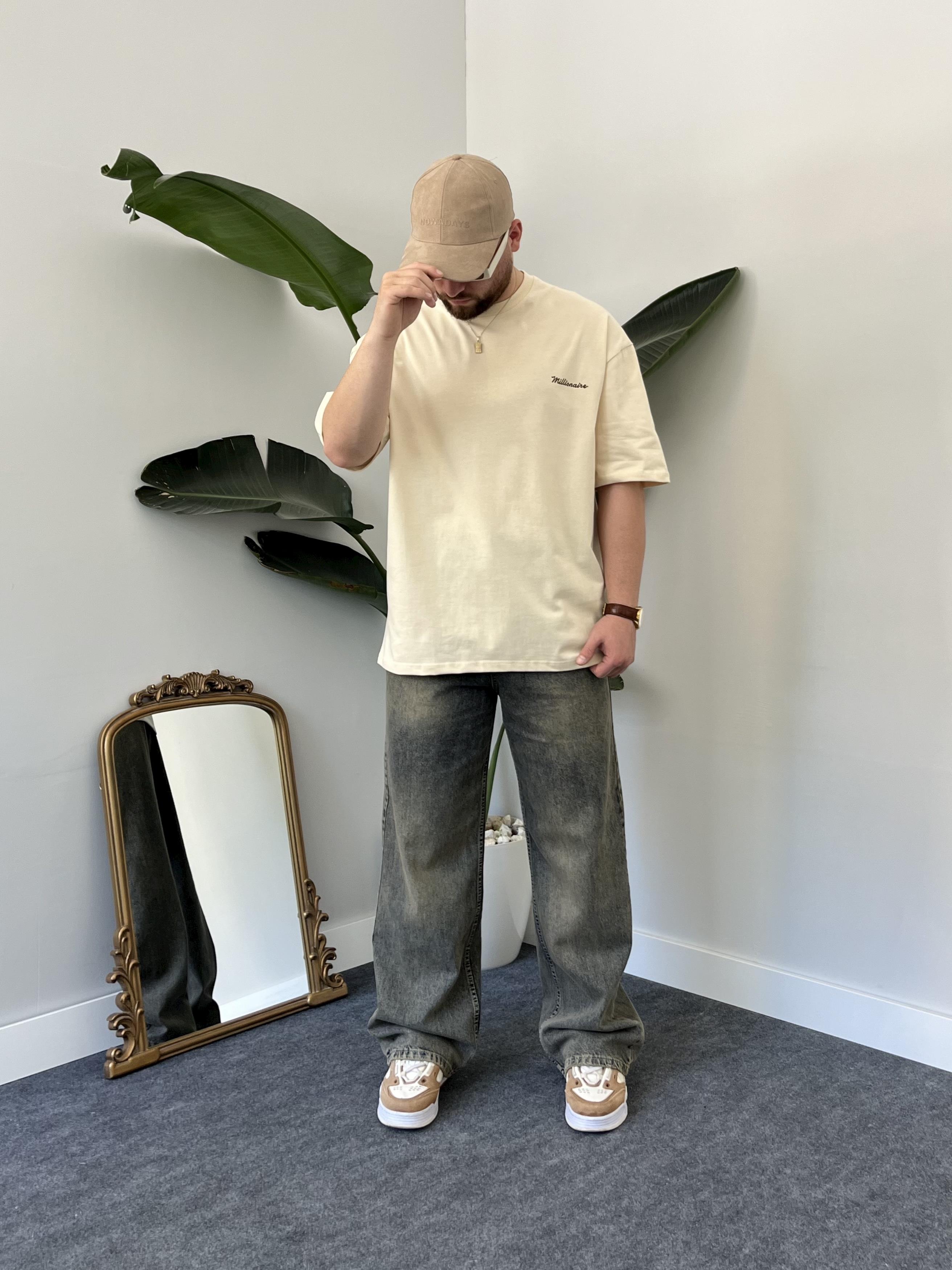Millionaire Krem Oversize T-shirt
