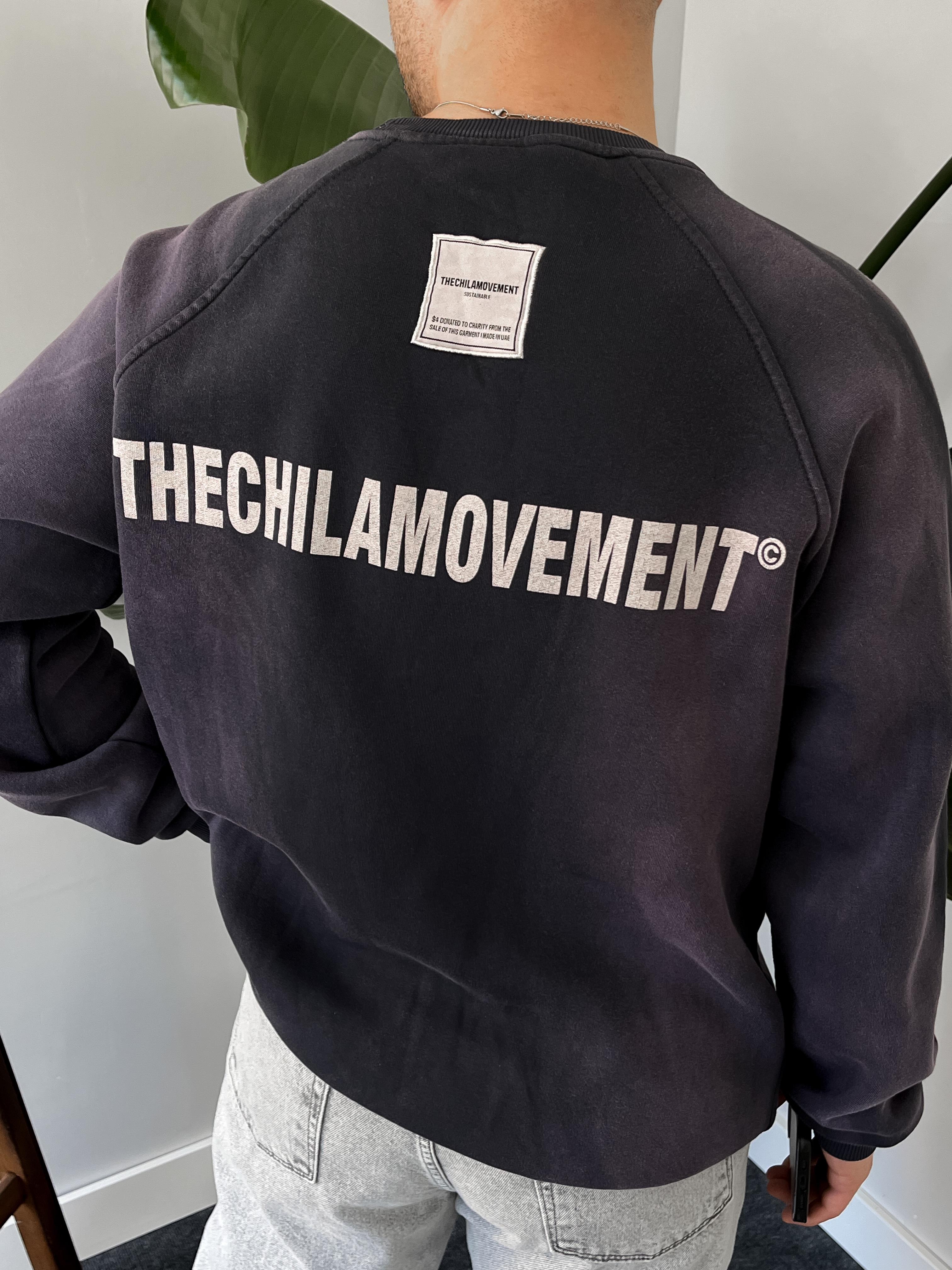 Mor Yıkamalı Baskılı Oversize Sweatshirt