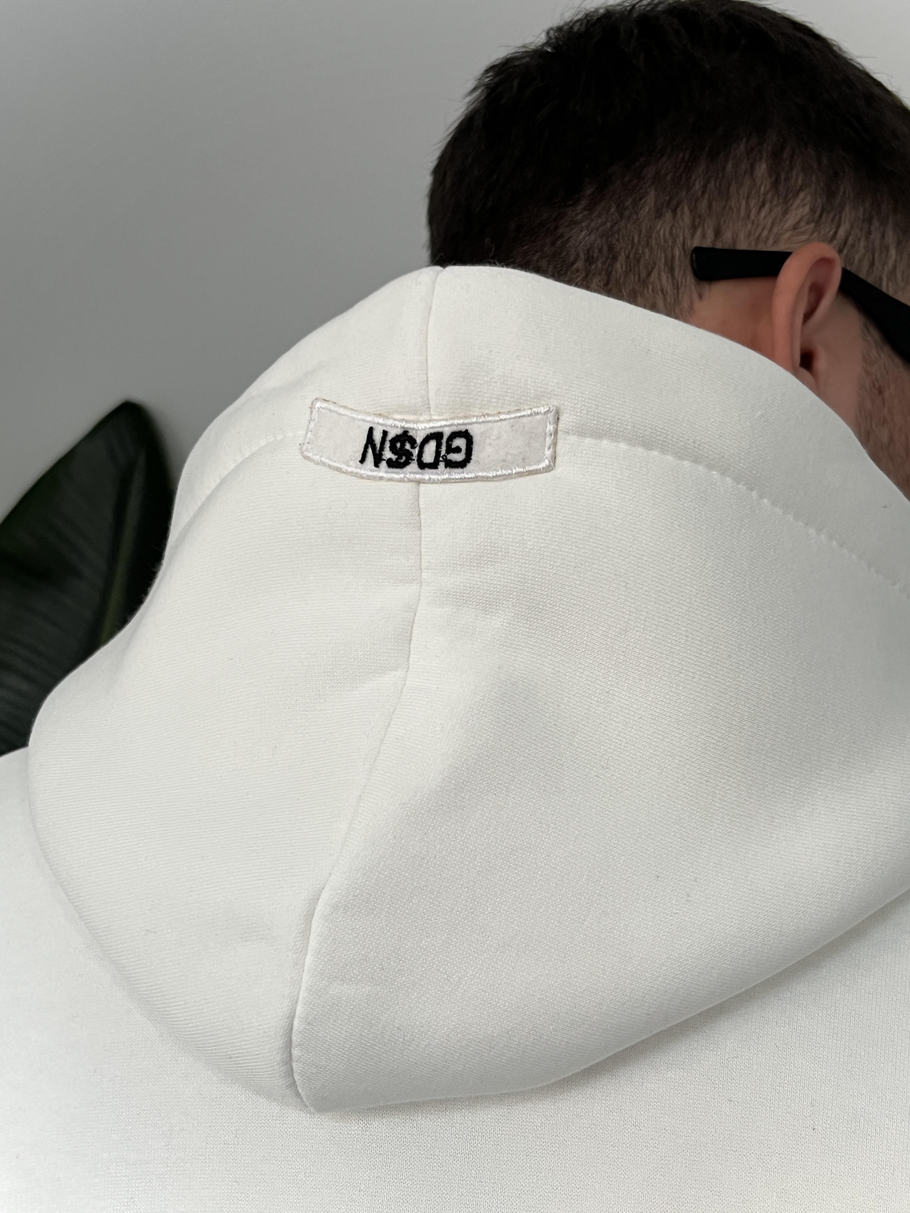 Nakışlı Beyaz Hoodie