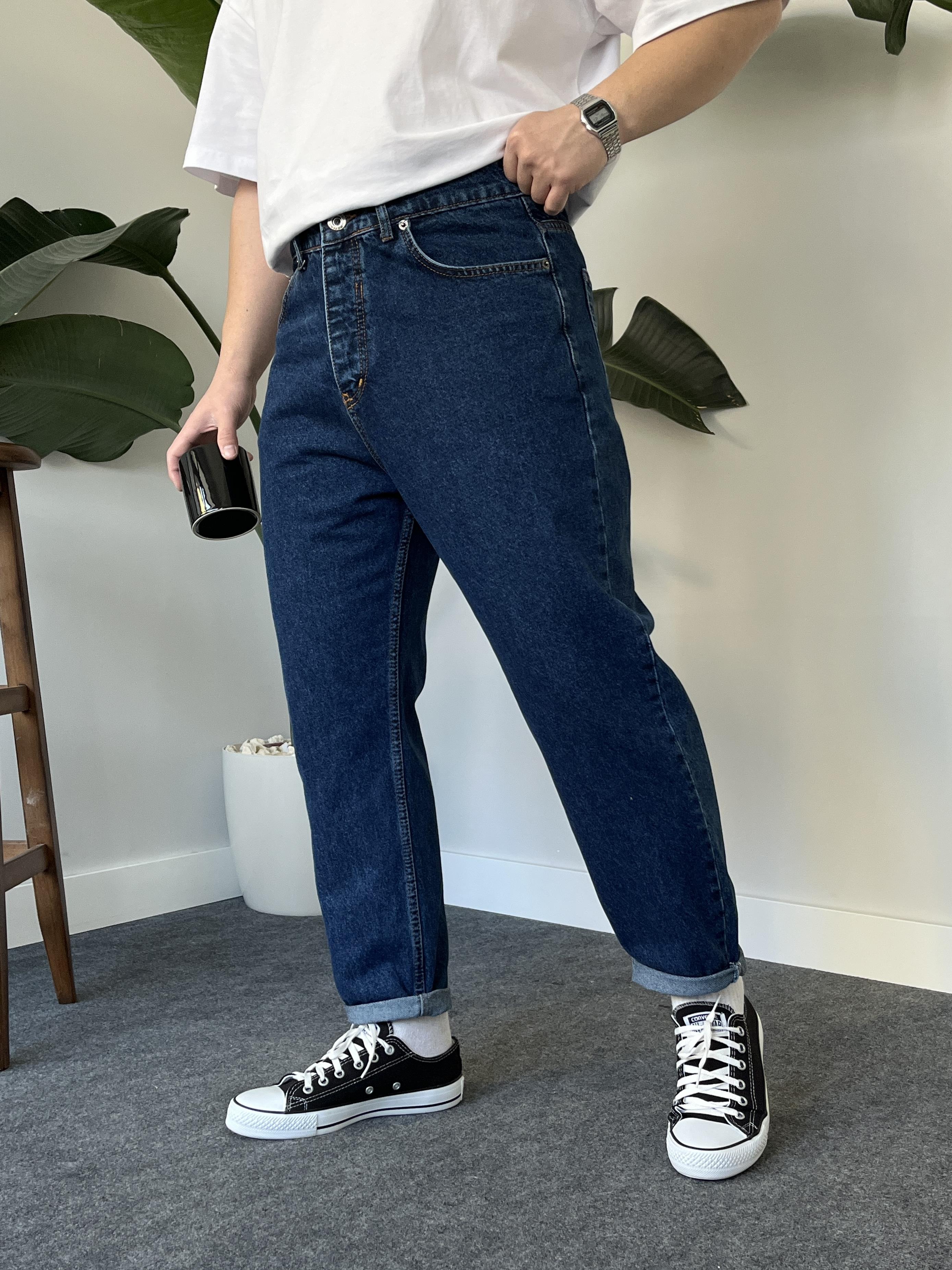 Navy Dark Blue Boyfriend Jean