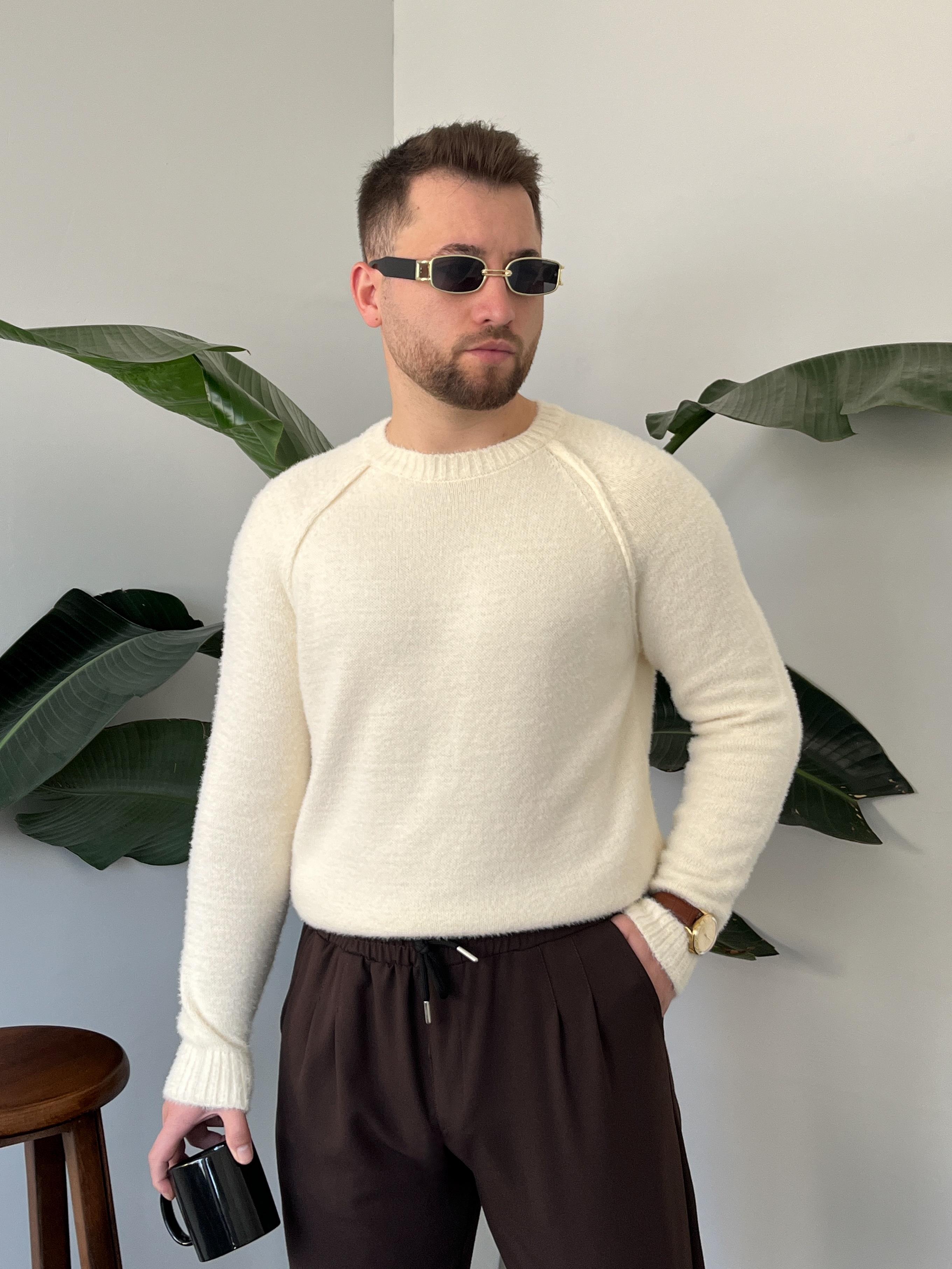 Nimbus Krem Raglan Detaylı Fluffy Örgü Kazak