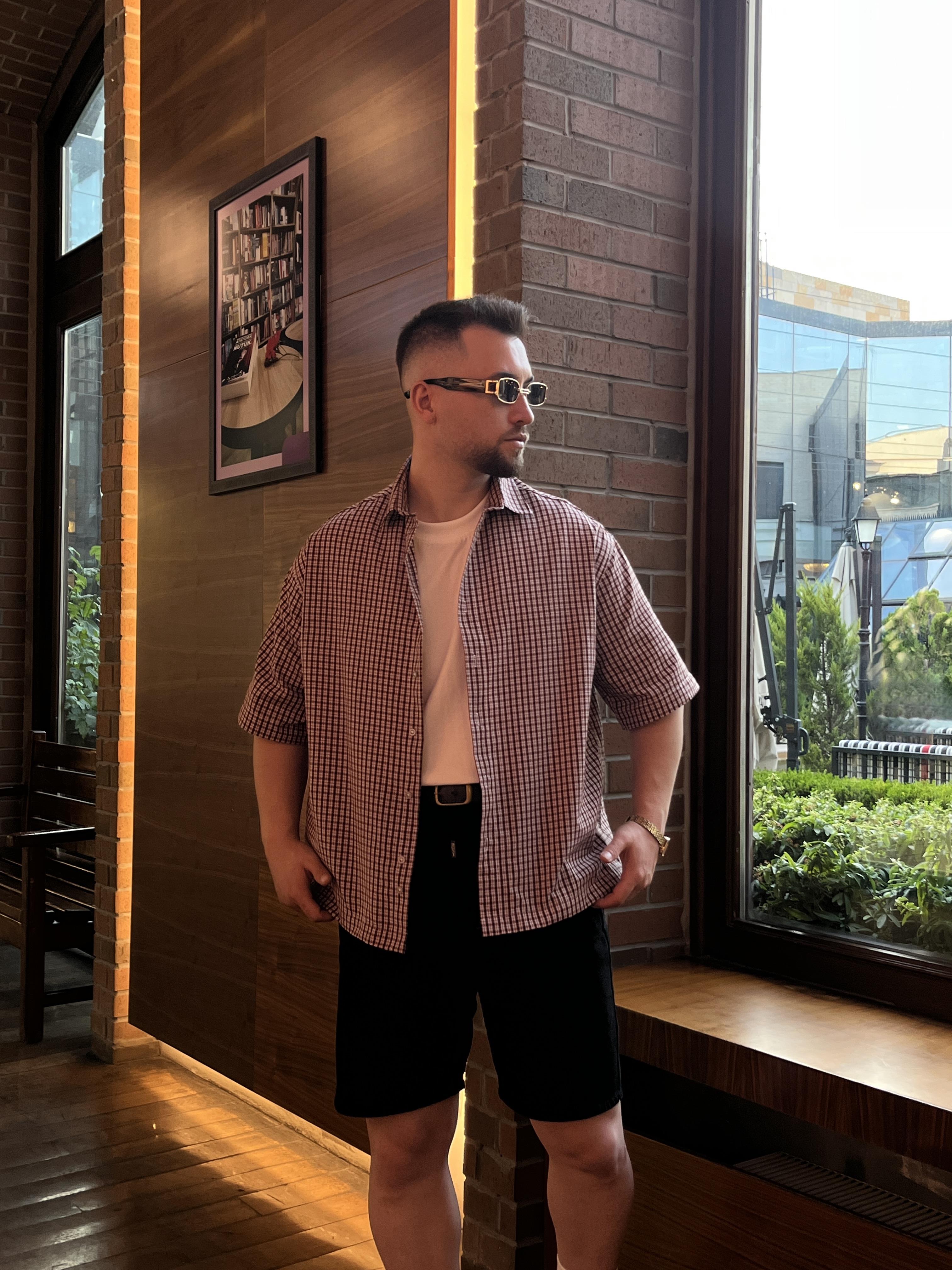 Oldman Kırmızı Kareli Oversize Gömlek