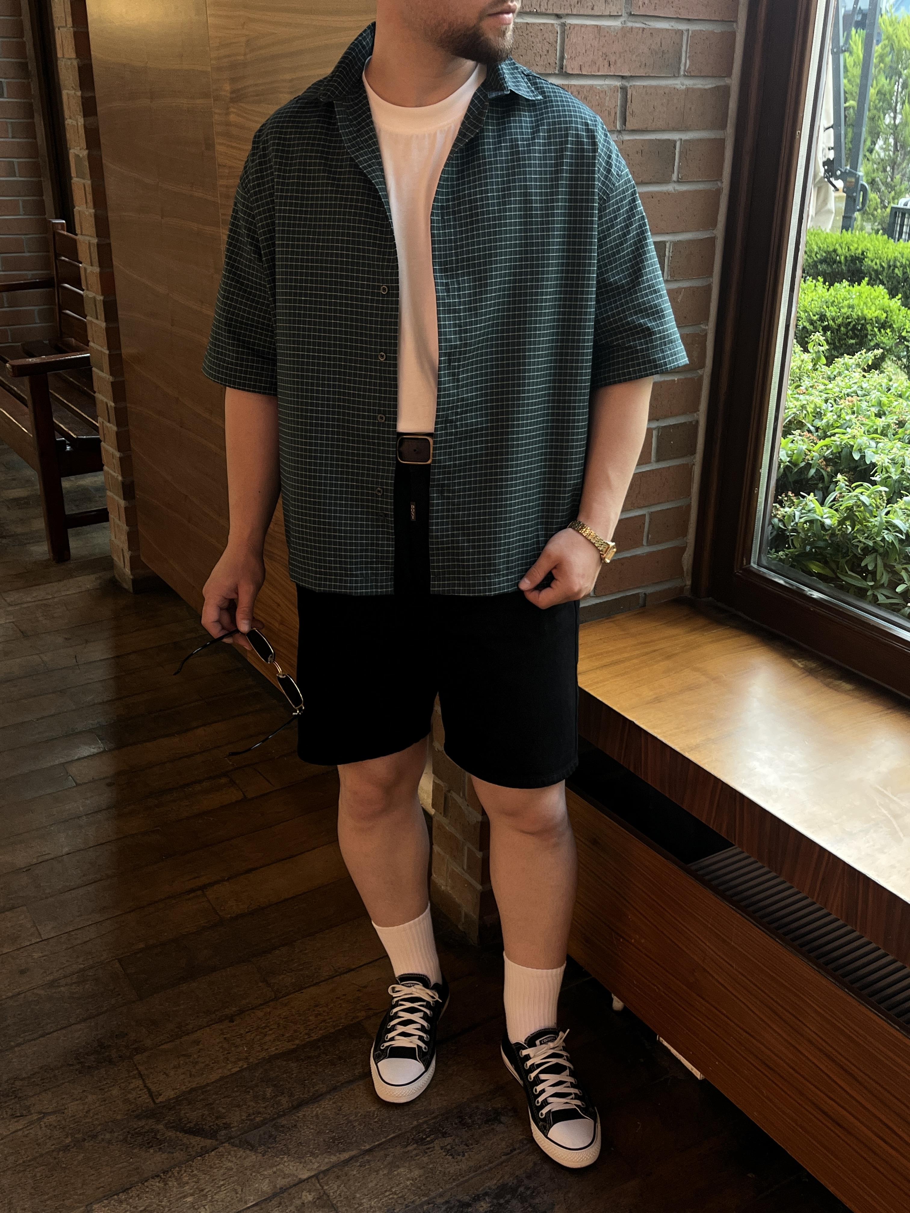 Oldman Yeşil Kareli Oversize Gömlek