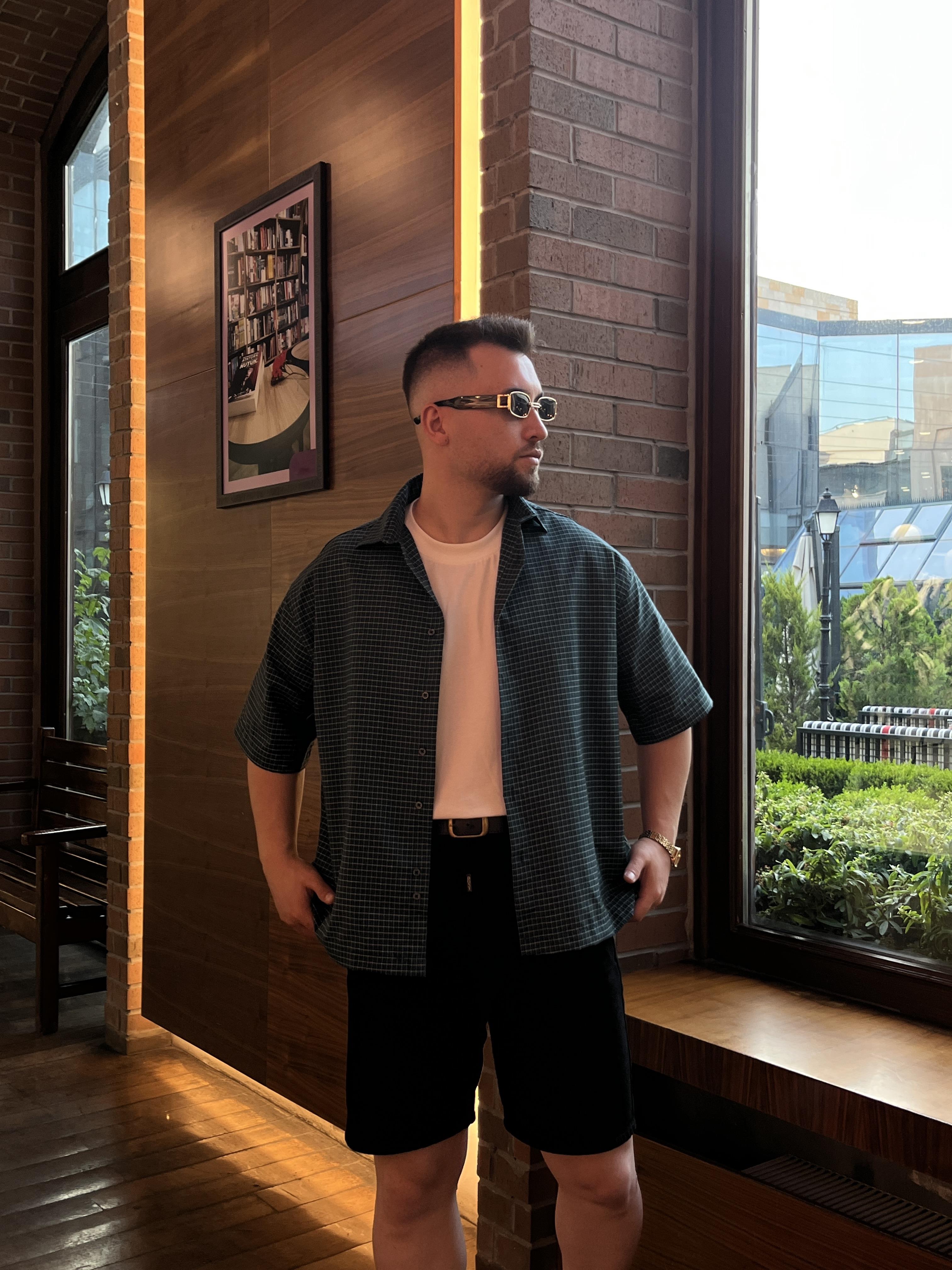 Oldman Yeşil Kareli Oversize Gömlek