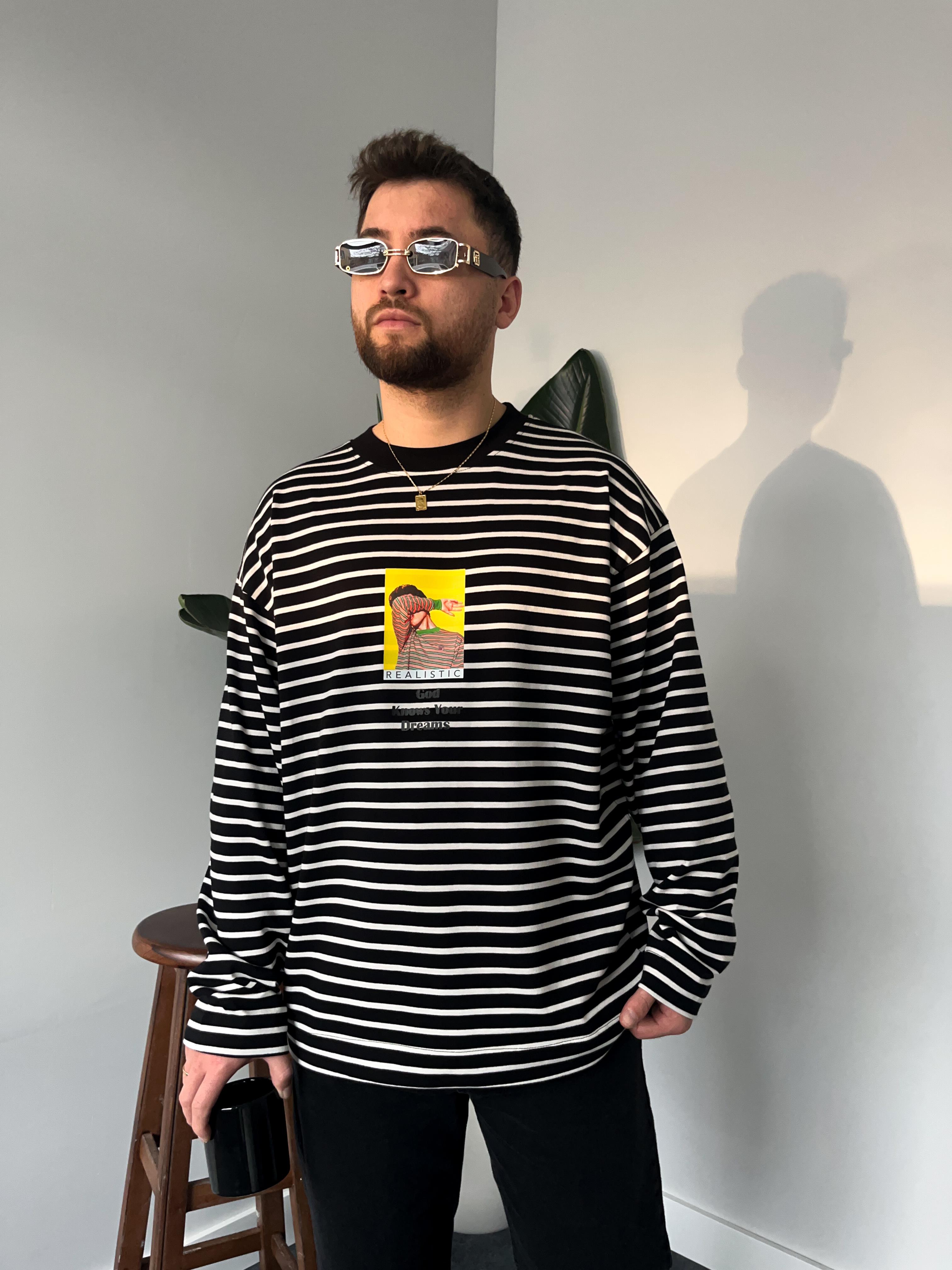 Realistic Çizgili Sweatshirt