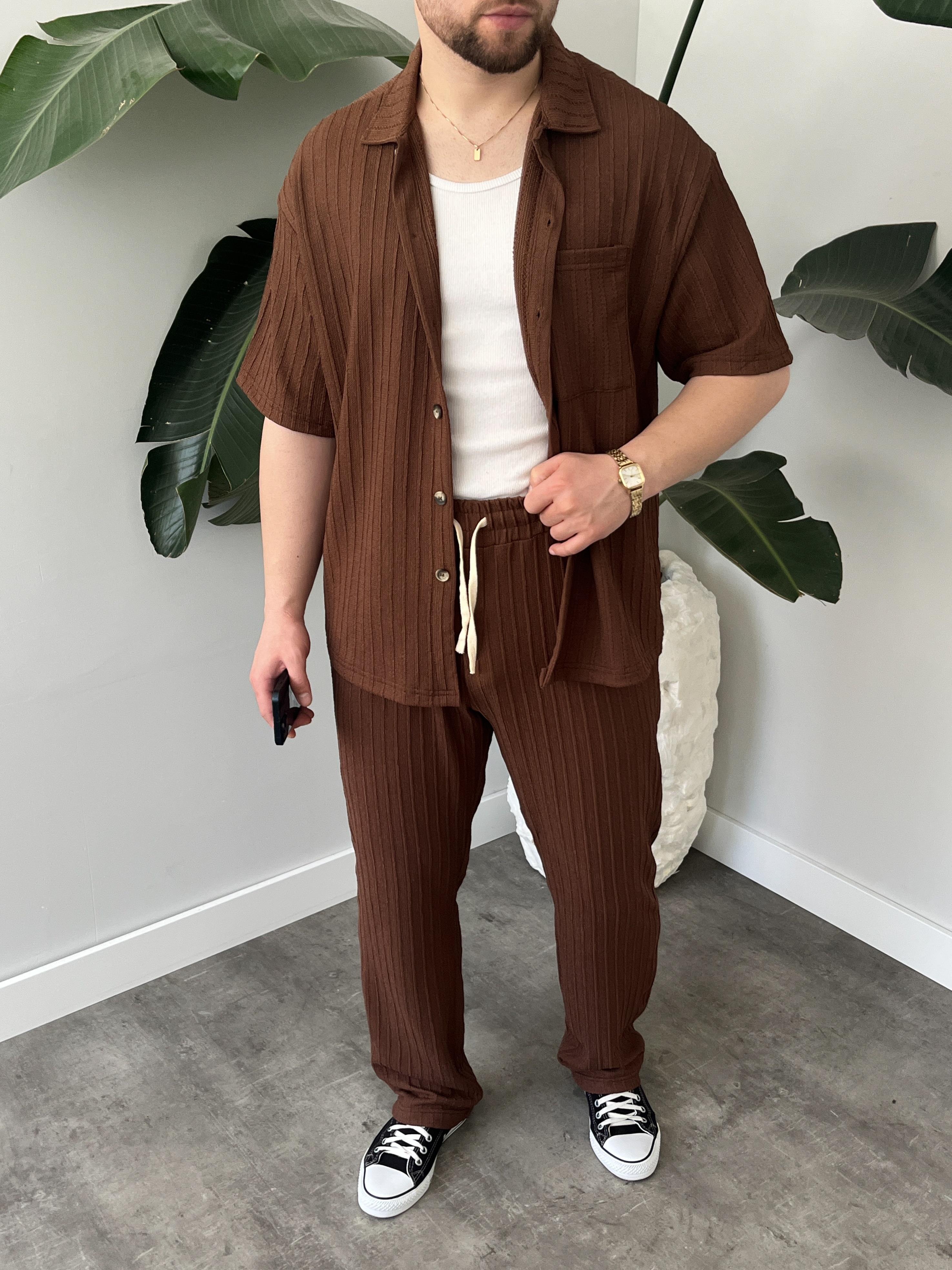 Romero Kahverengi Desenli Oversize Takım