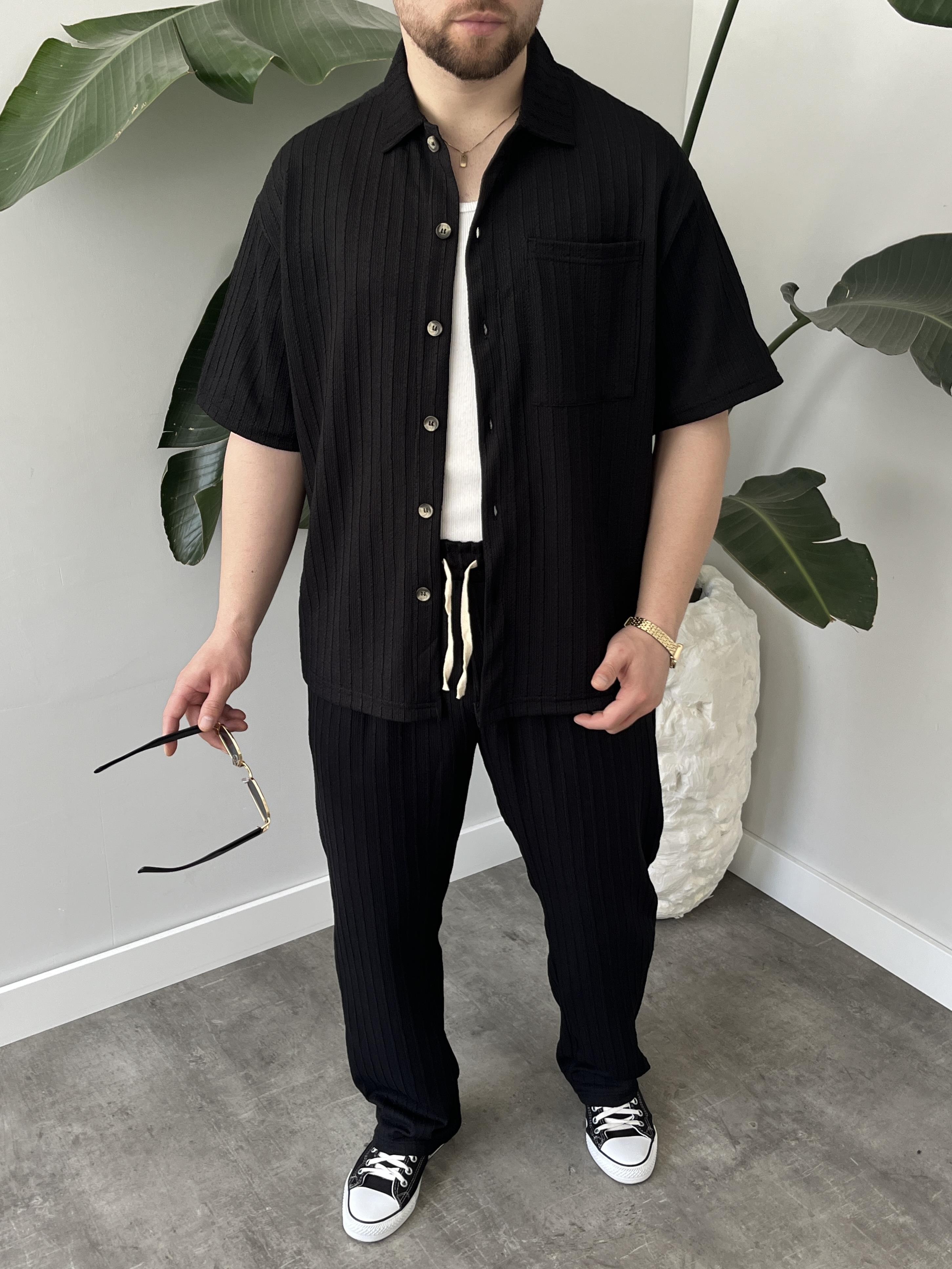 Romero Siyah Desenli Oversize Takım