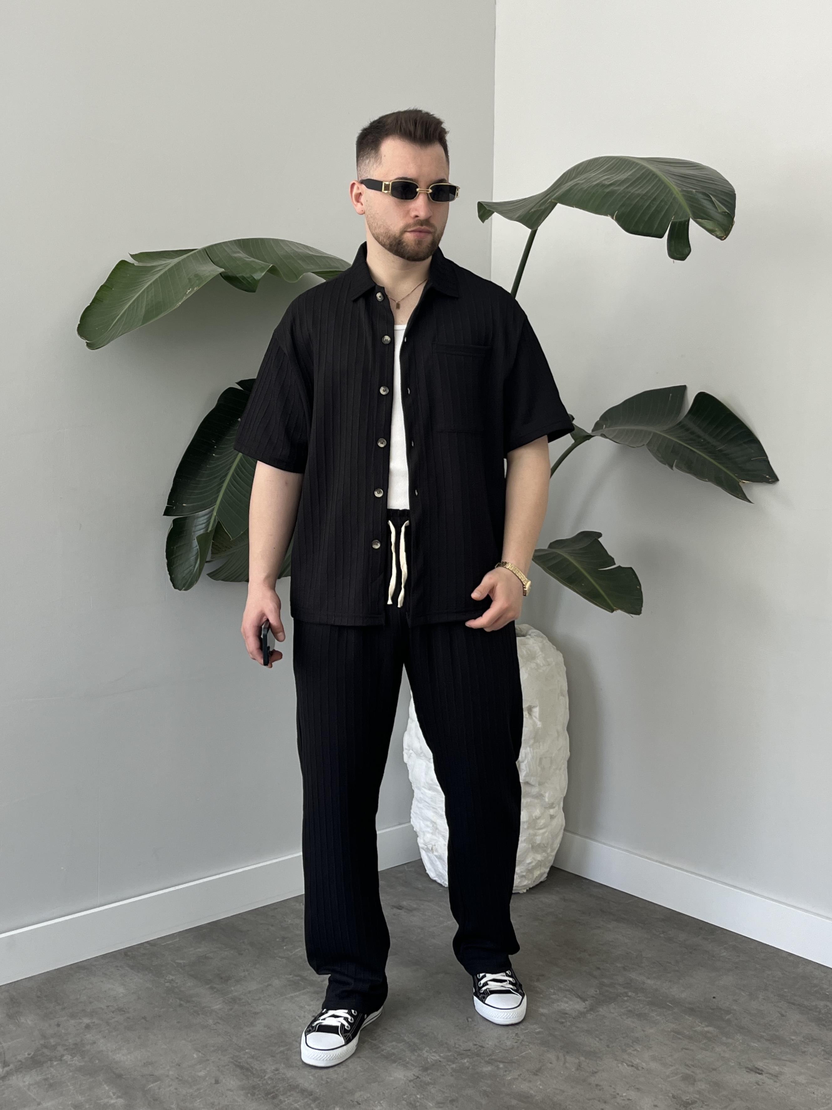 Romero Siyah Desenli Oversize Takım