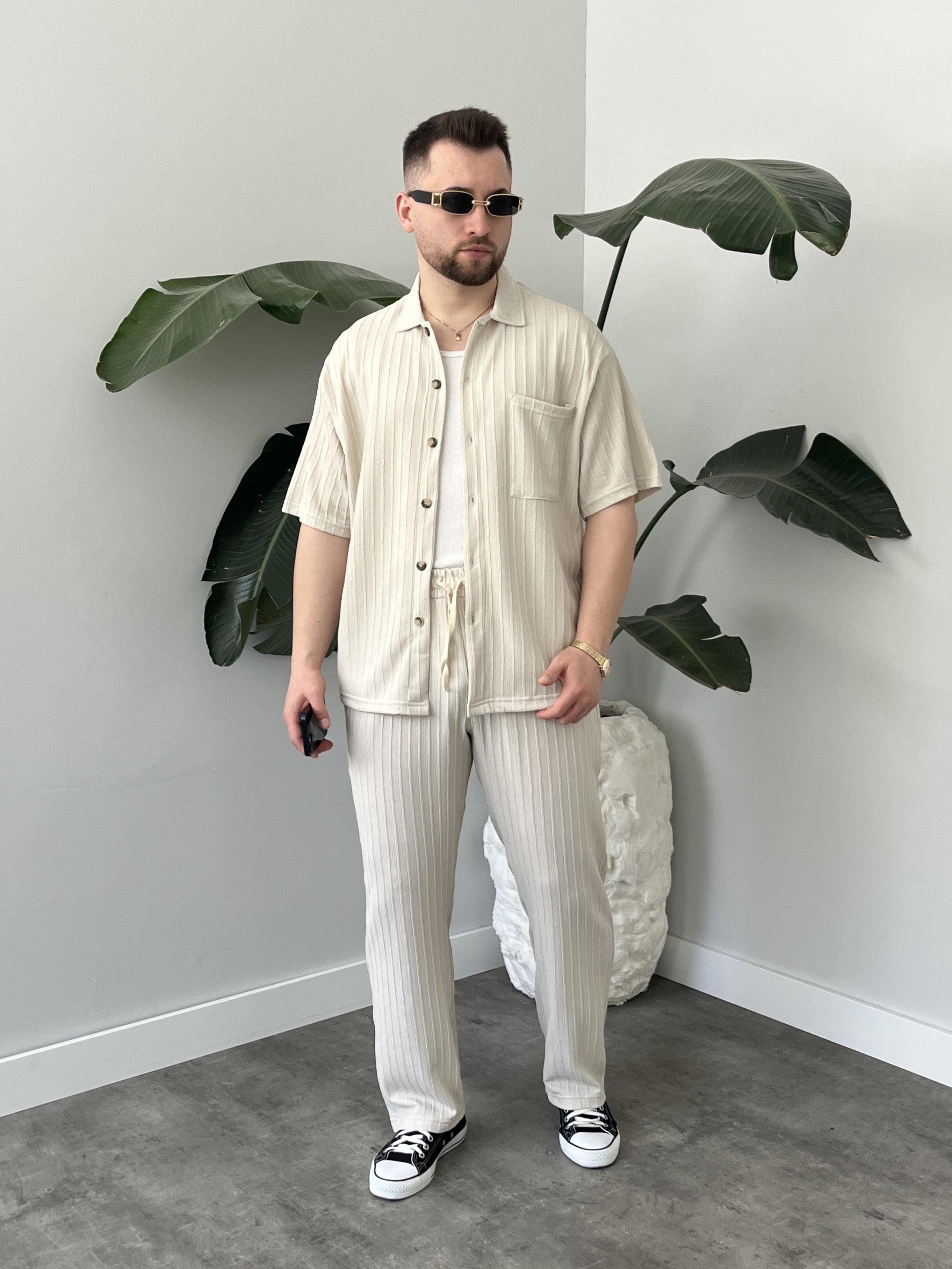 Romero Taş Desenli Oversize Takım