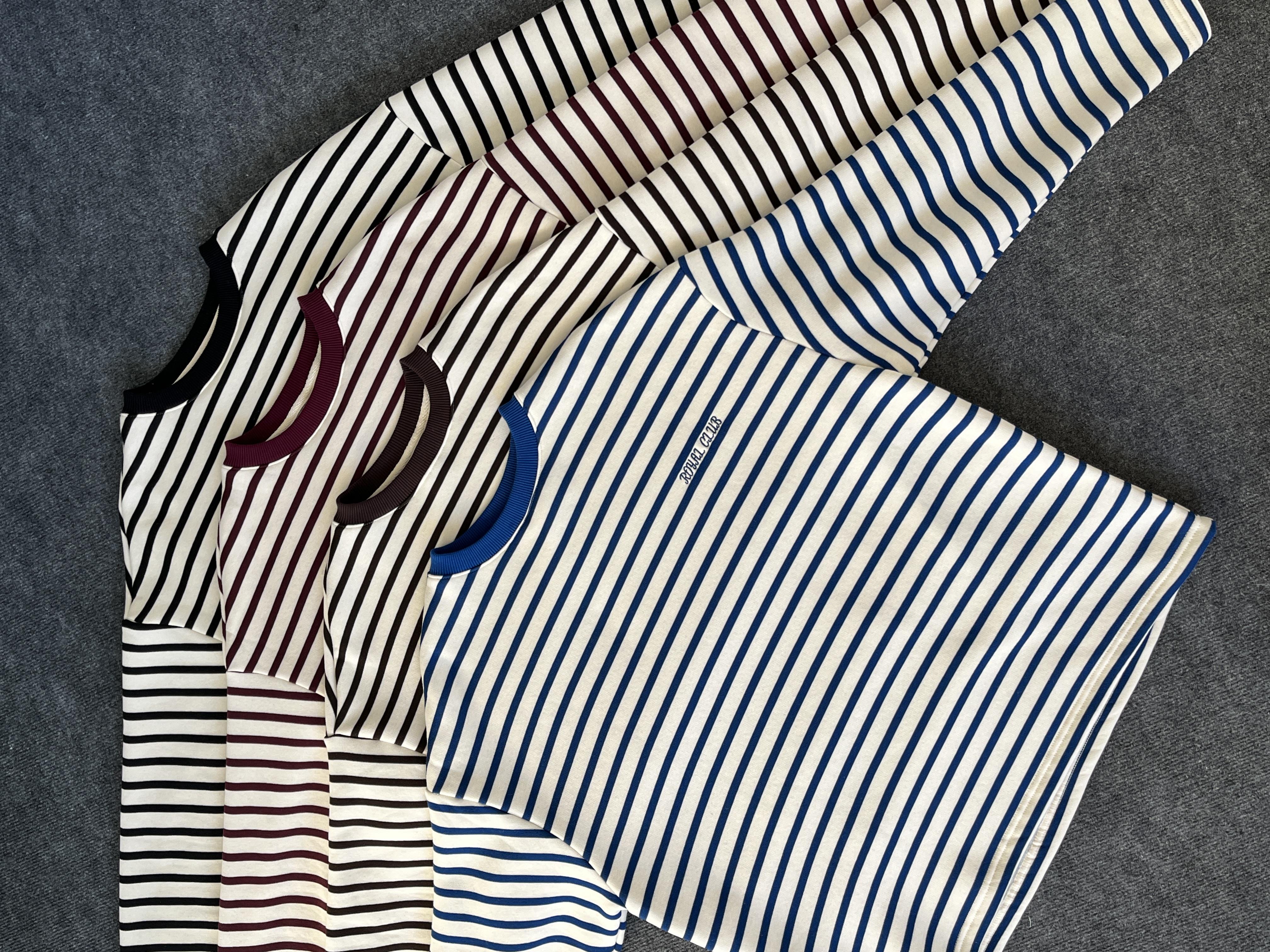 Royal Club Acı Kahve Çizgili Üç İplik Şardonlu Sweatshirt