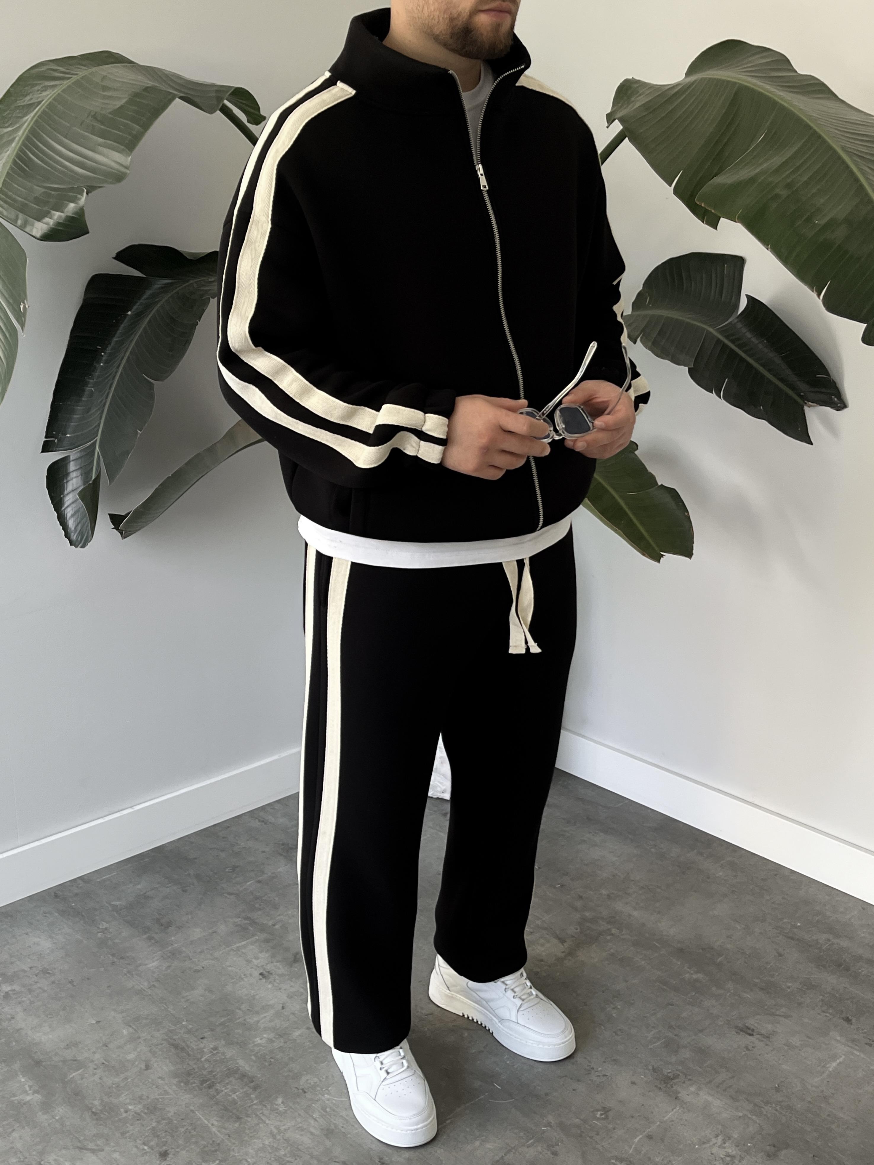 Rush Siyah Şeritli Oversize Eşofman Takımı