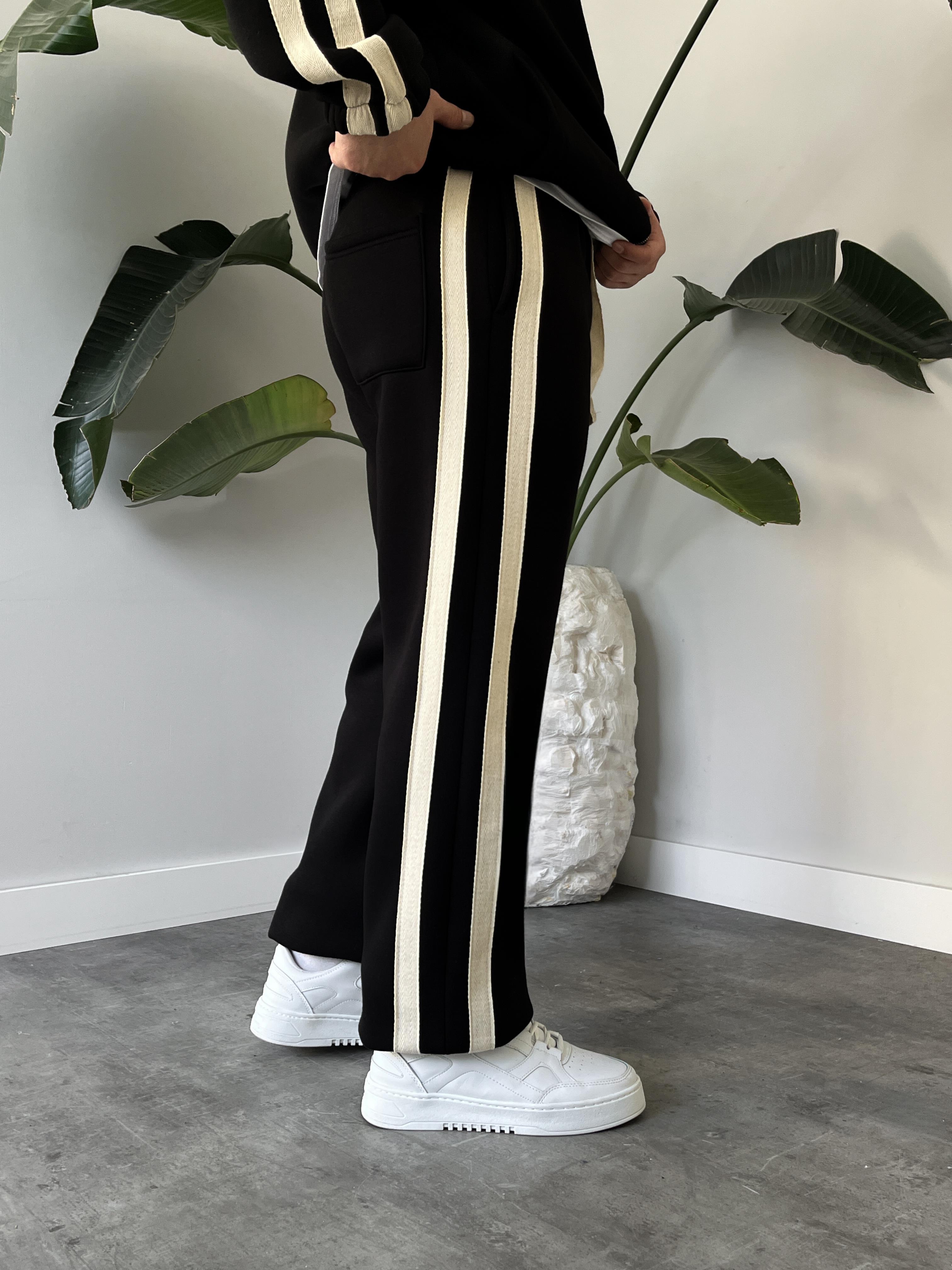 Rush Siyah Şeritli Oversize Eşofman Takımı