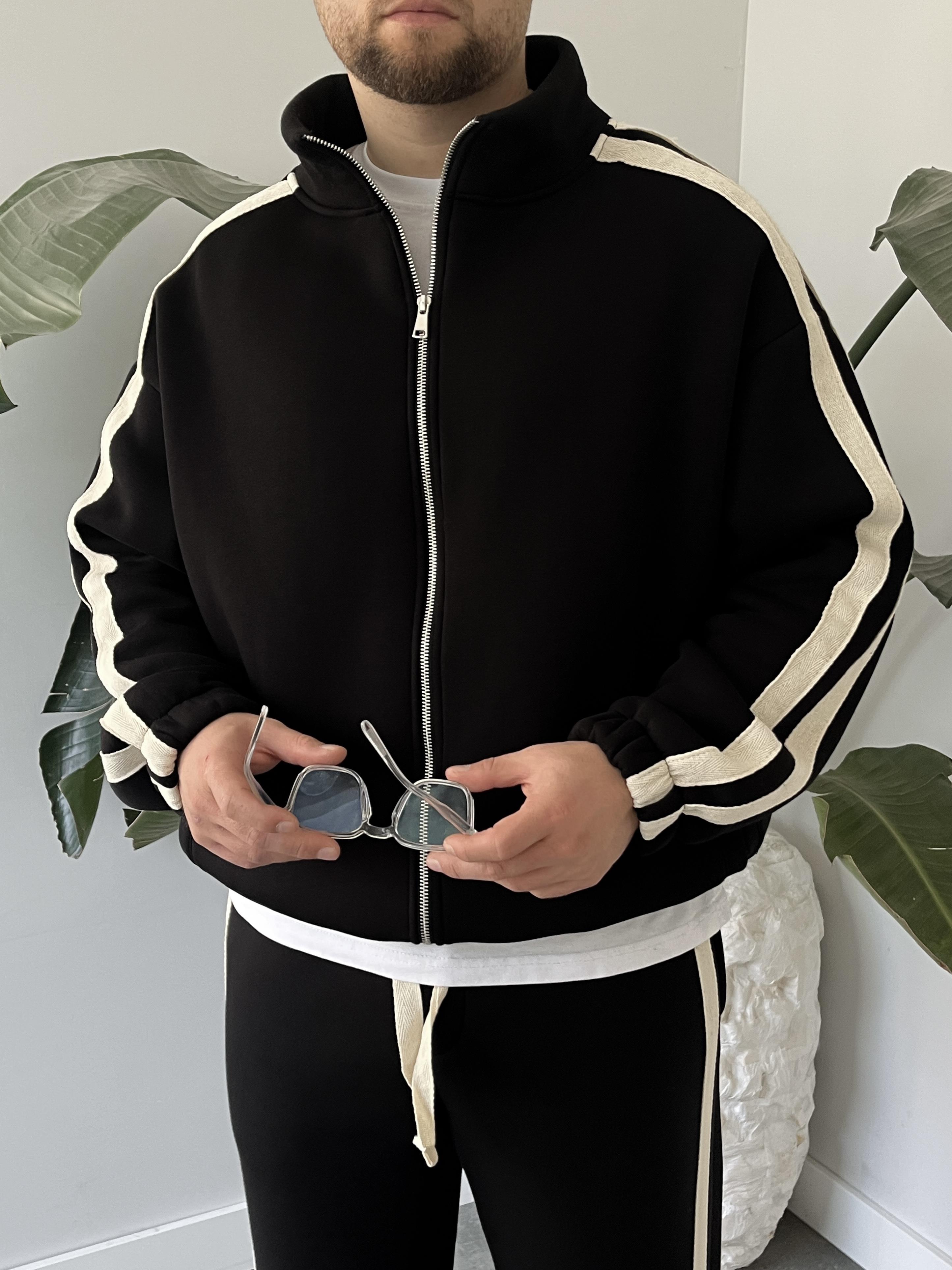 Rush Siyah Şeritli Oversize Eşofman Takımı