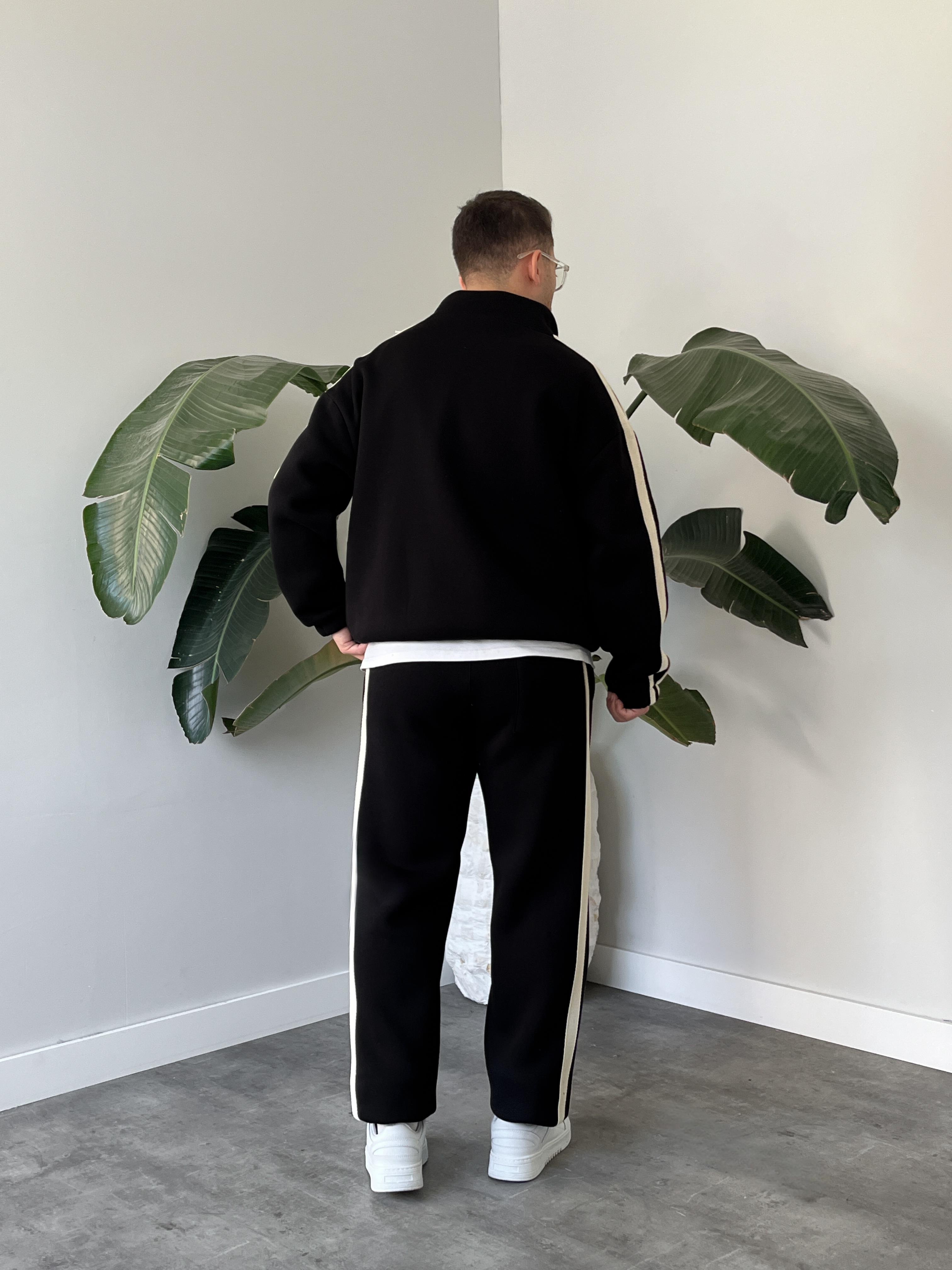 Rush Siyah Şeritli Oversize Eşofman Takımı