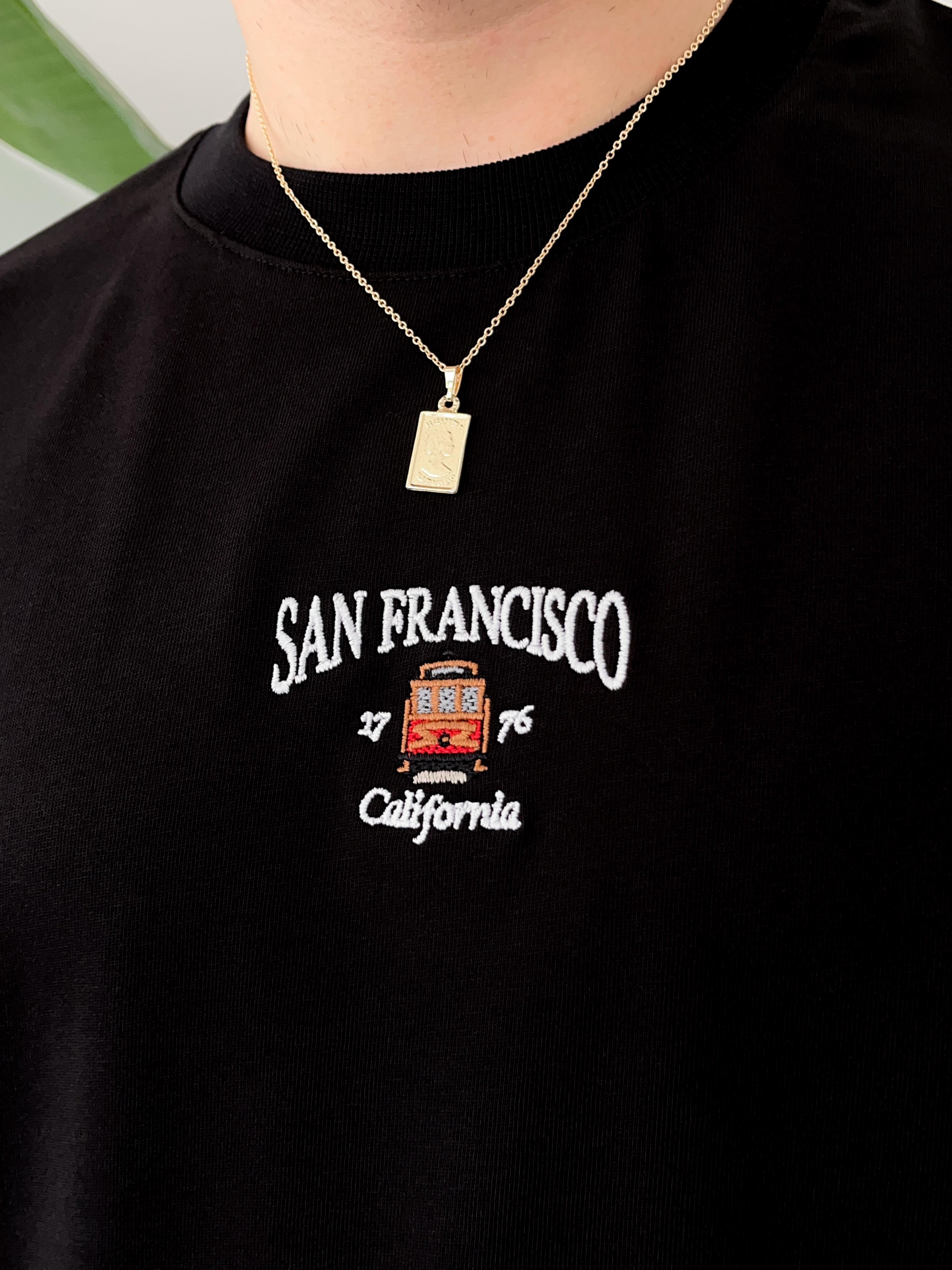 San Francisco Nakışlı Siyah Oversize  T-shirt