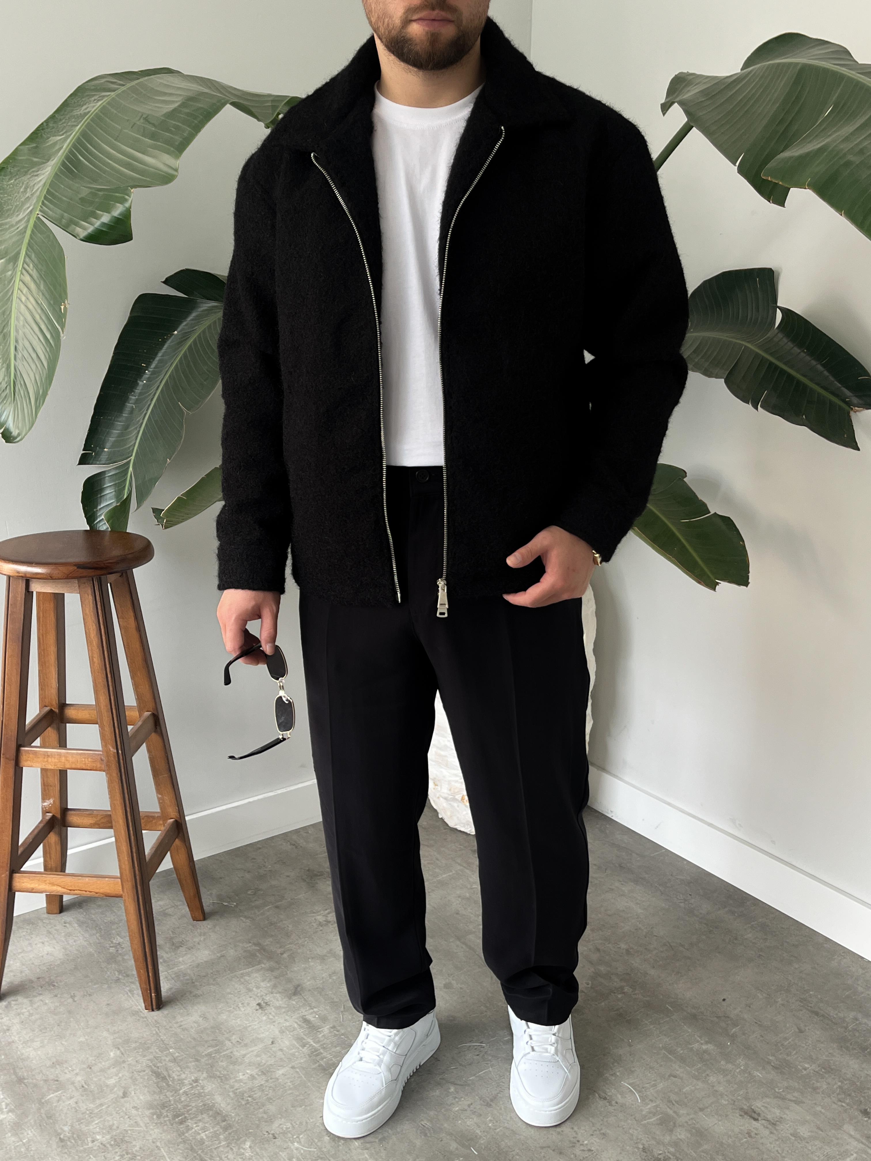 Siyah Deluxe Pileli Modal Kumaş Baggy Pantolon