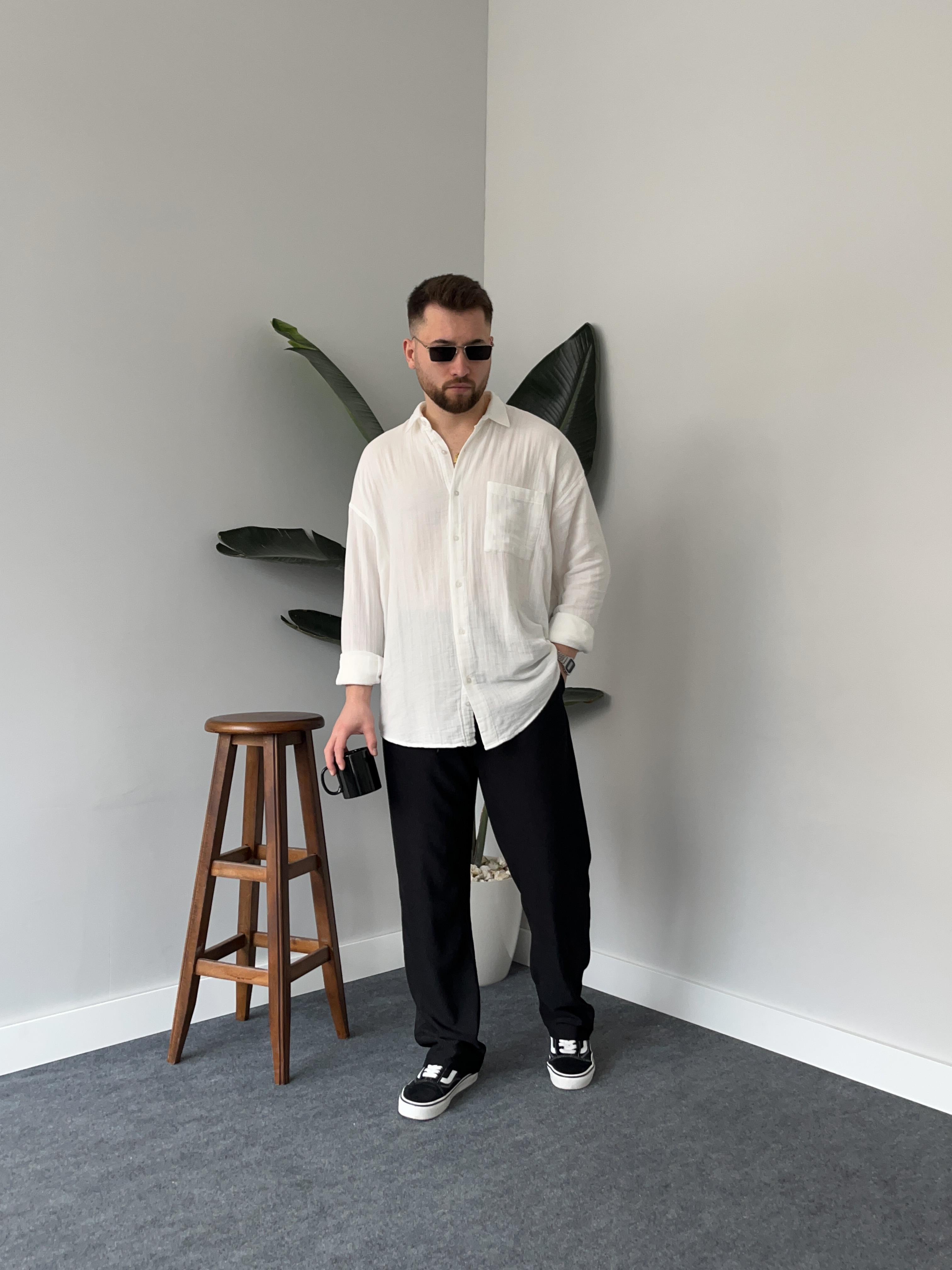 Siyah Fitilli Baggy Pantolon