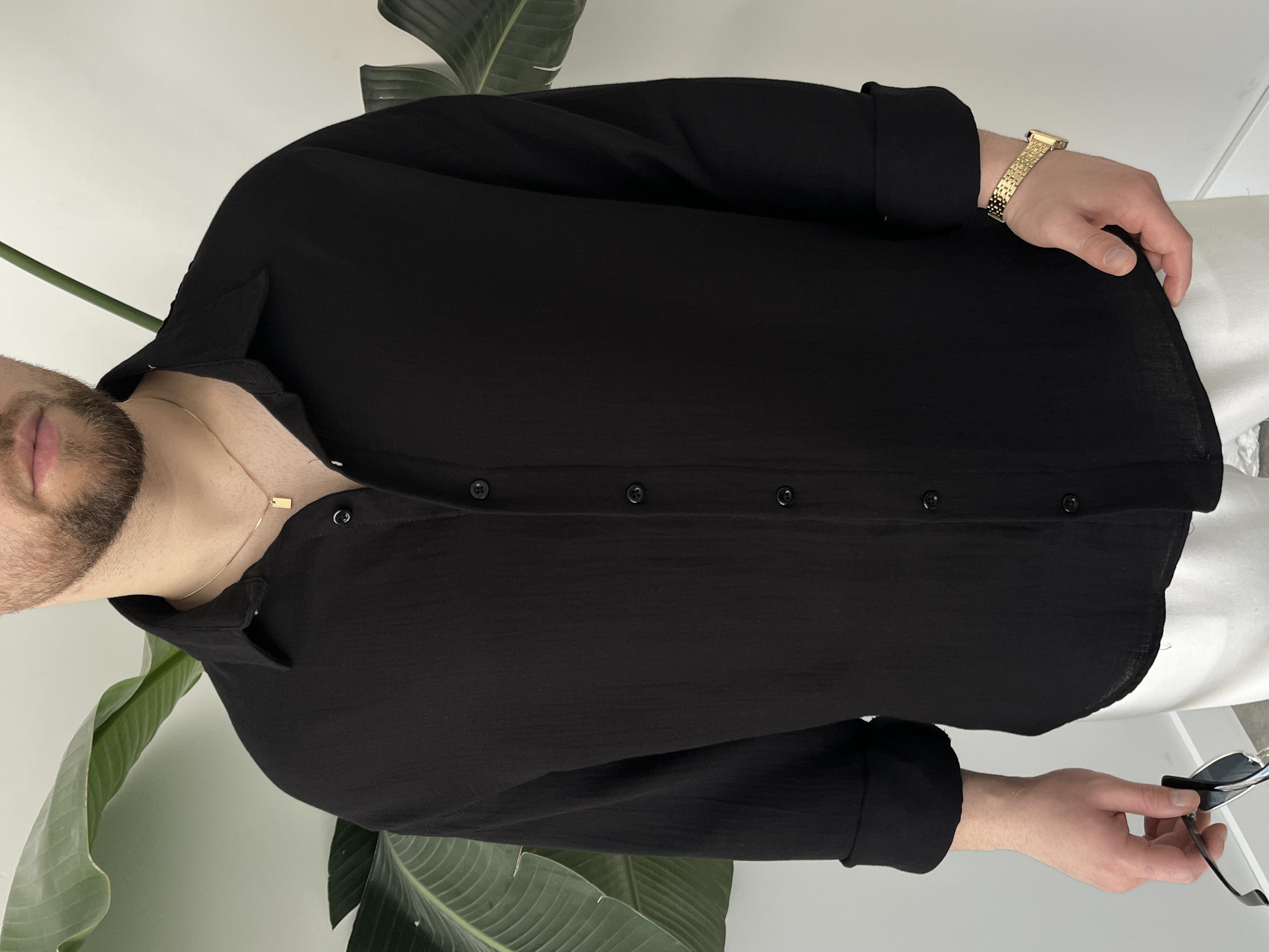 Siyah Soft Touch Oversize Gömlek