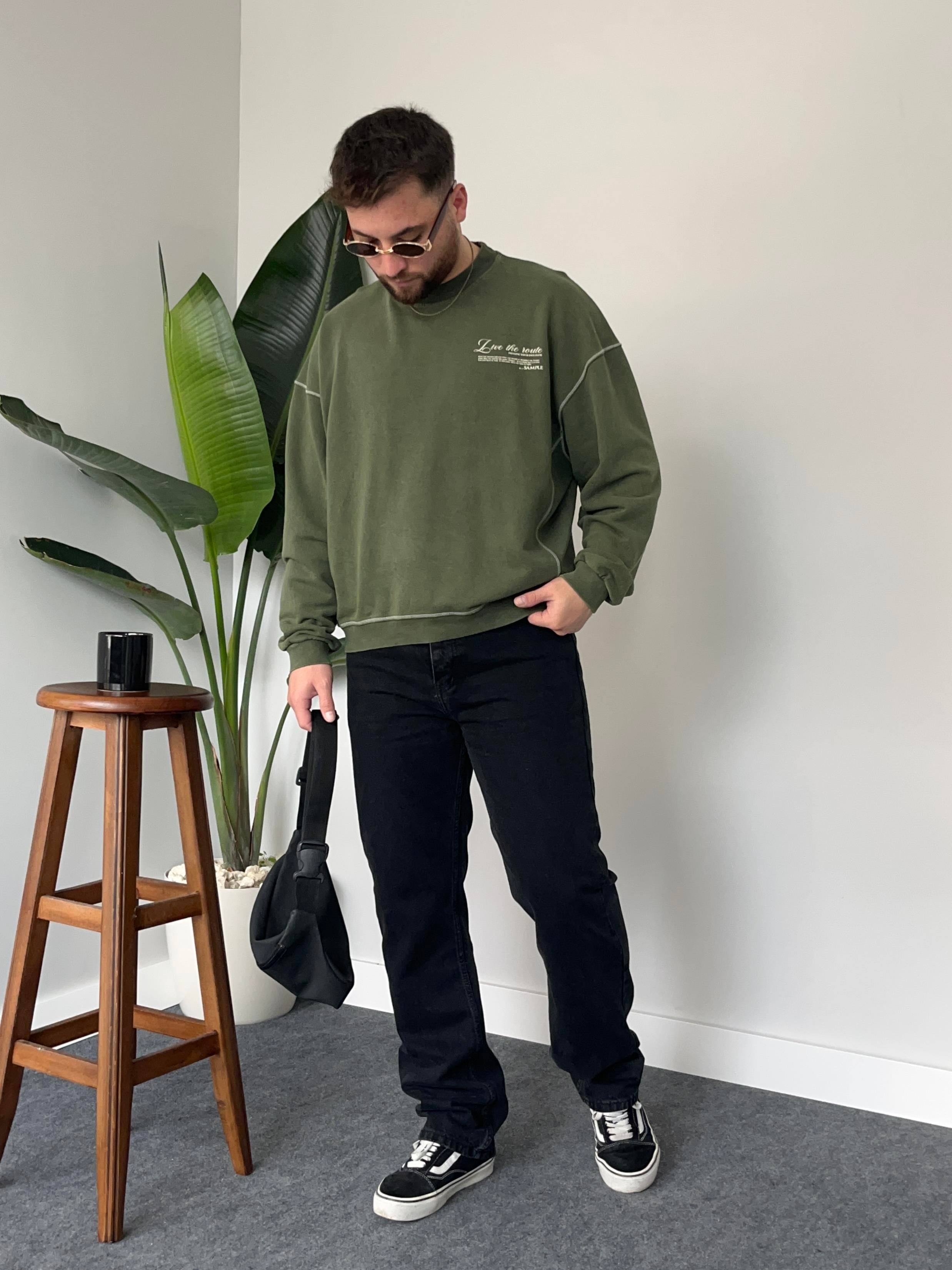Siyah Yıkamalı Baggy Jean