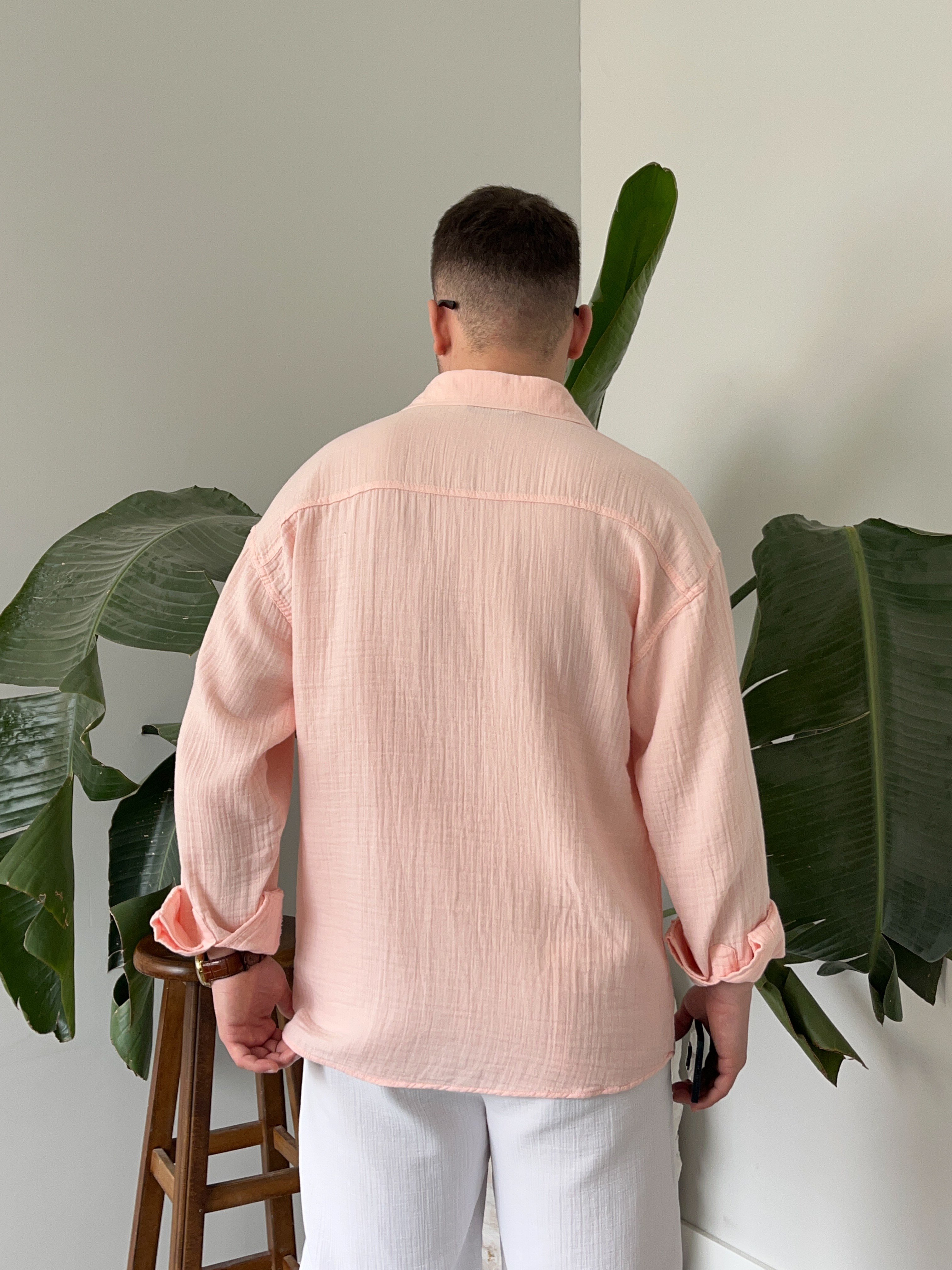 Somon Premium Müslin Dokulu Oversize Gömlek