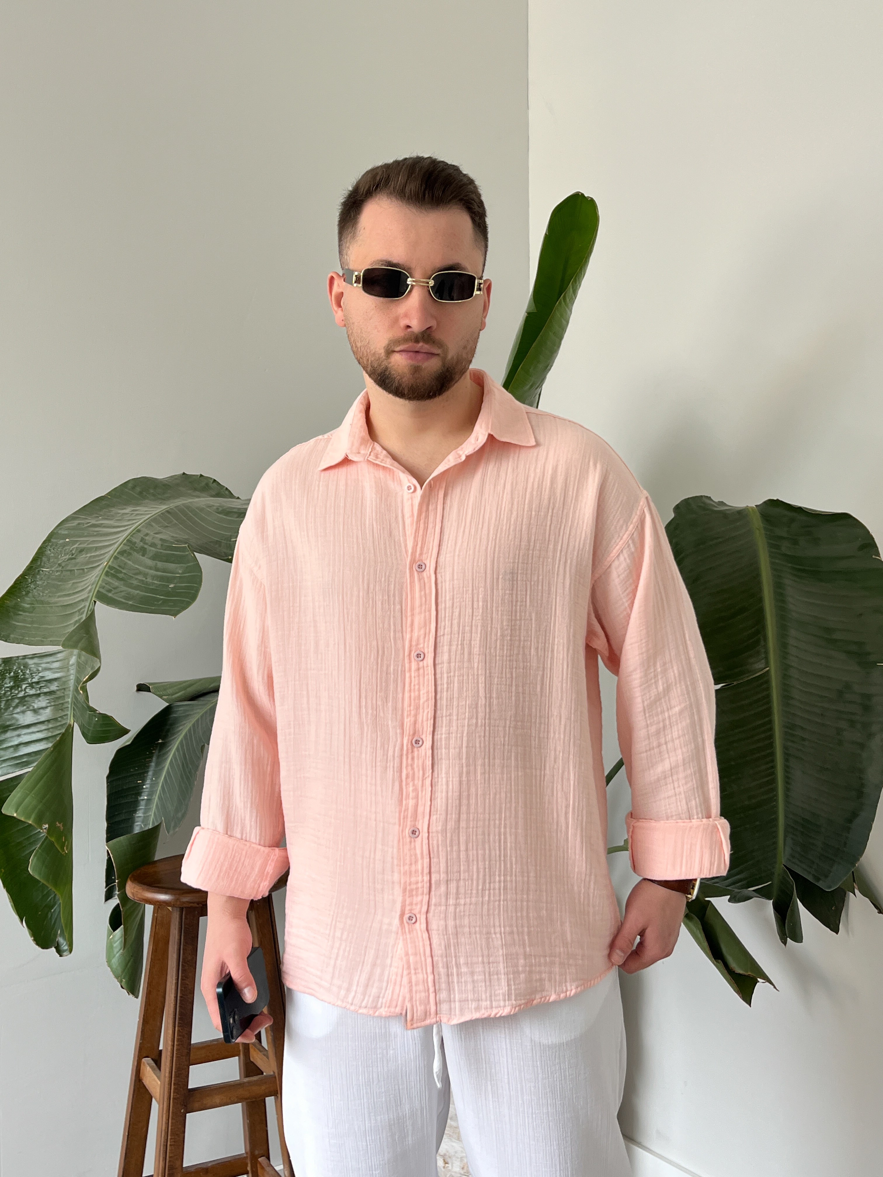 Somon Premium Müslin Dokulu Oversize Gömlek