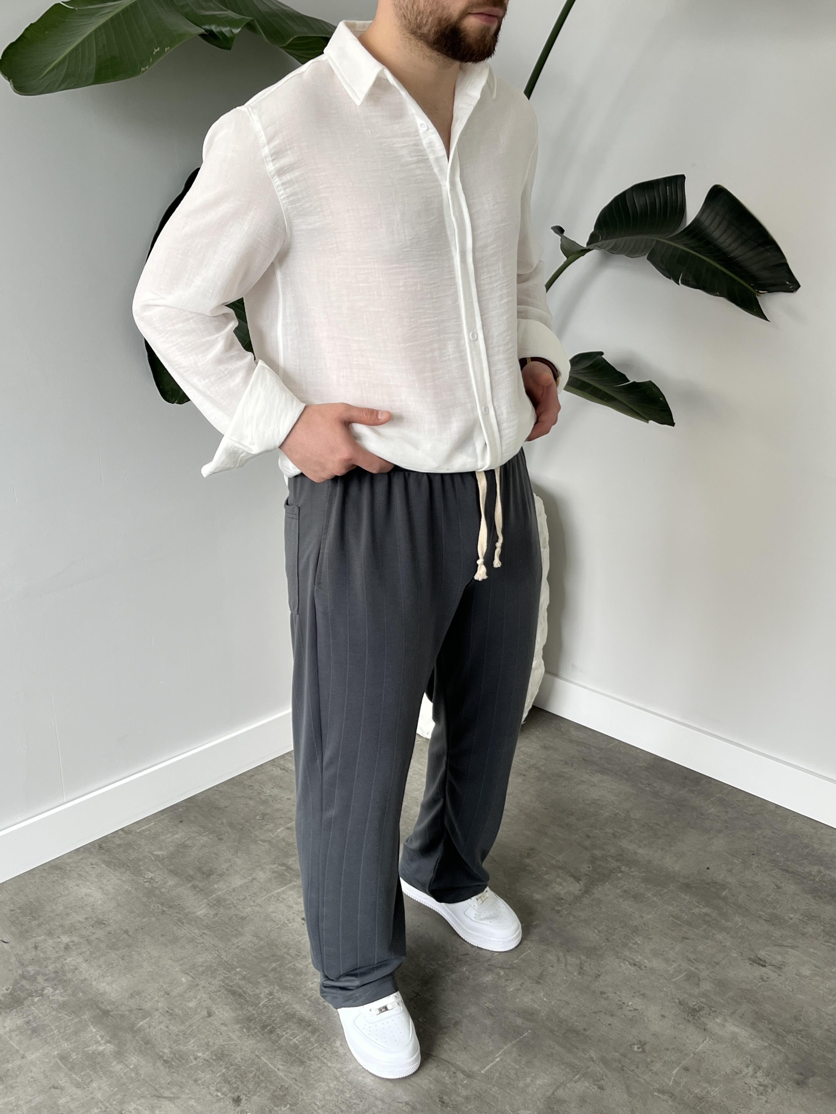 Stride Antrasit Çizgi Detaylı Baggy Pantolon