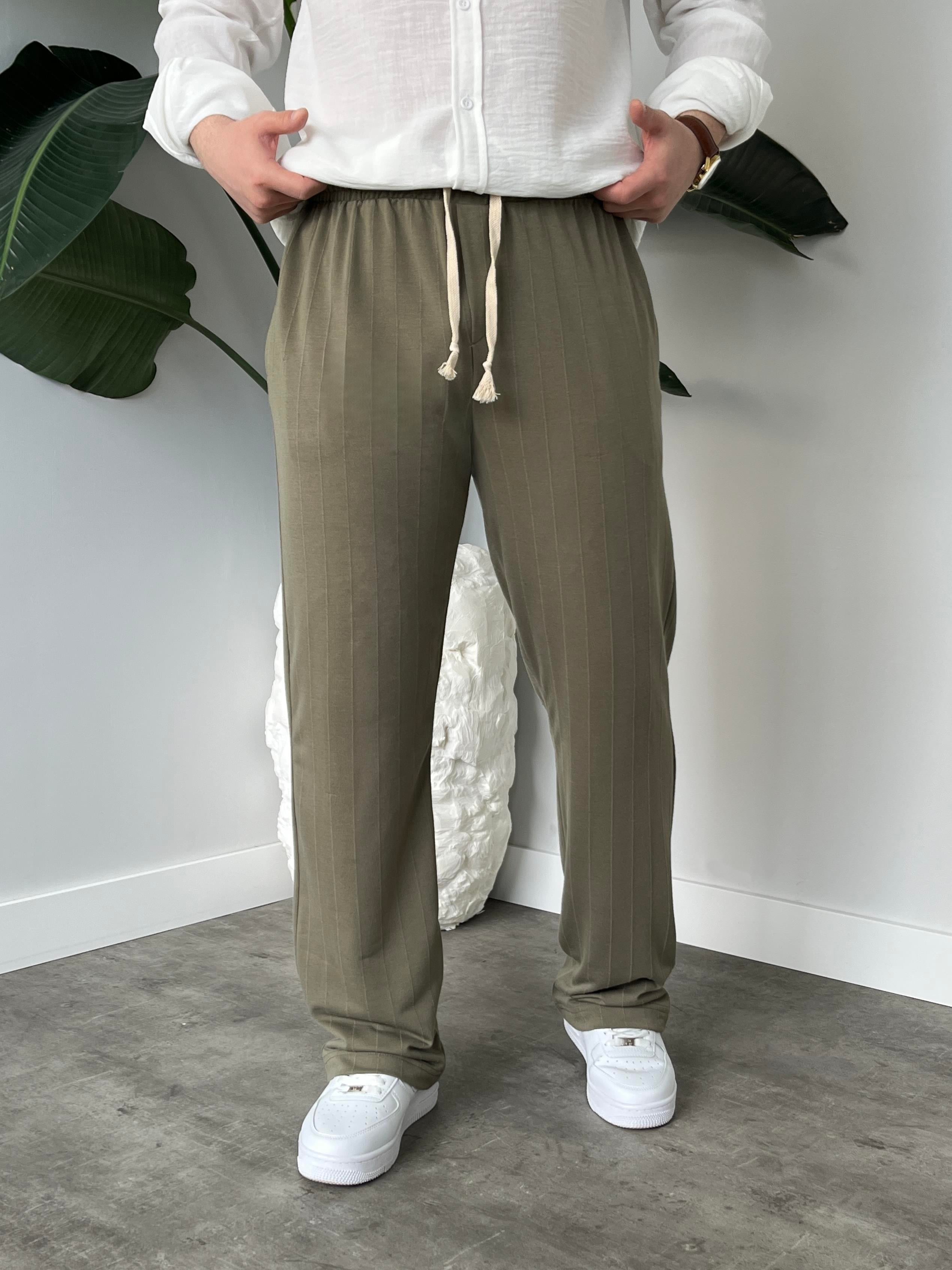 Stride Haki Çizgi Detaylı Baggy Pantolon