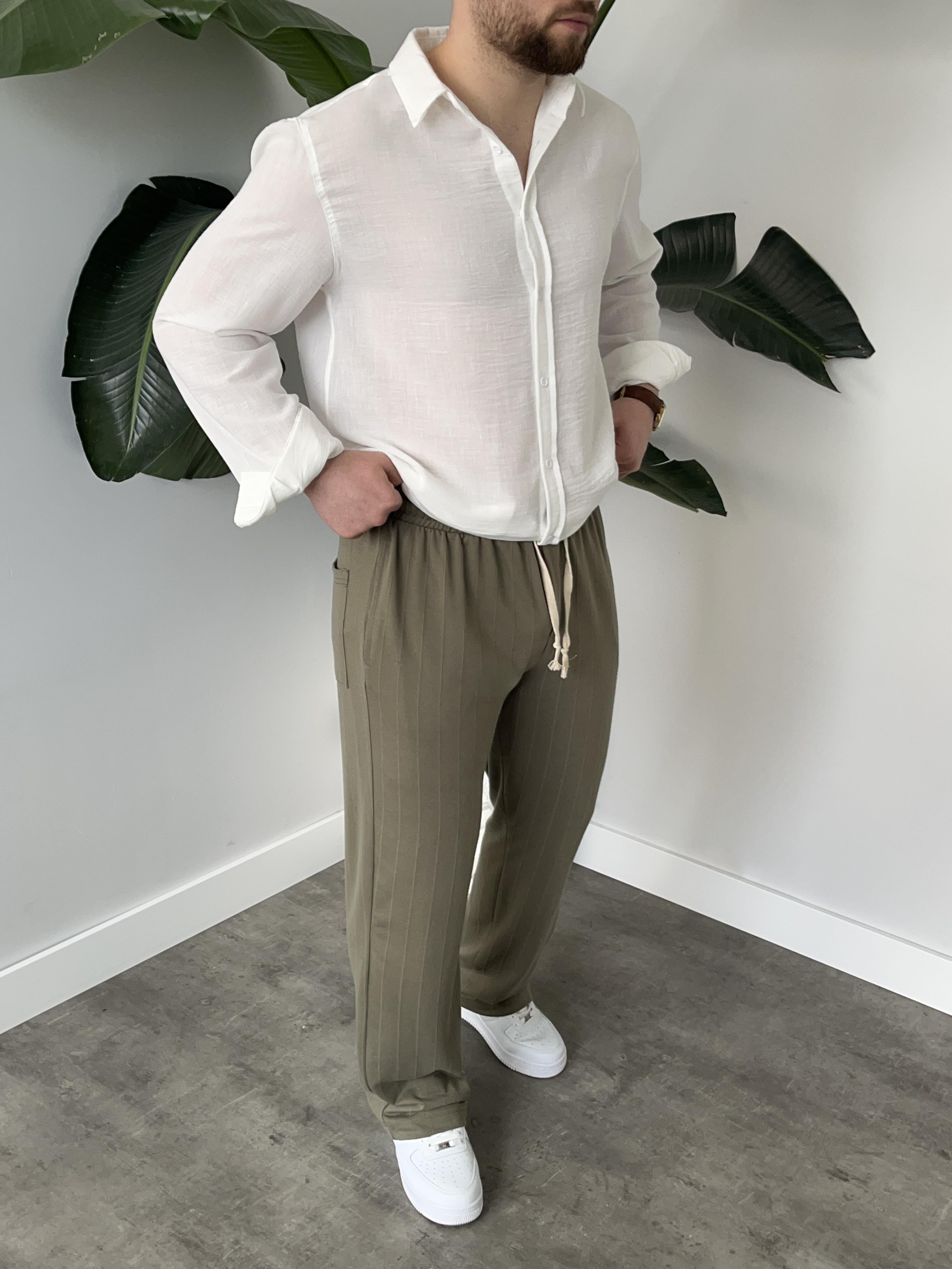Stride Haki Çizgi Detaylı Baggy Pantolon