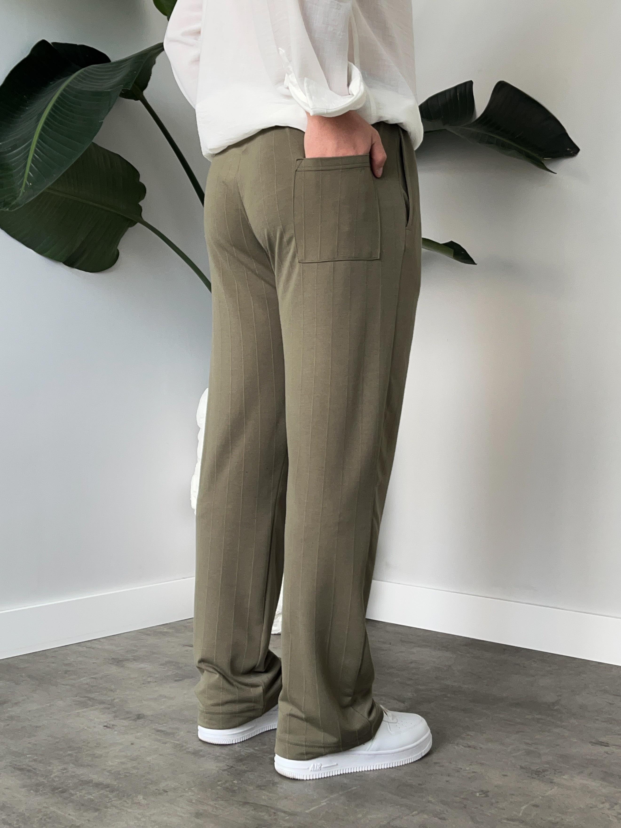 Stride Haki Çizgi Detaylı Baggy Pantolon