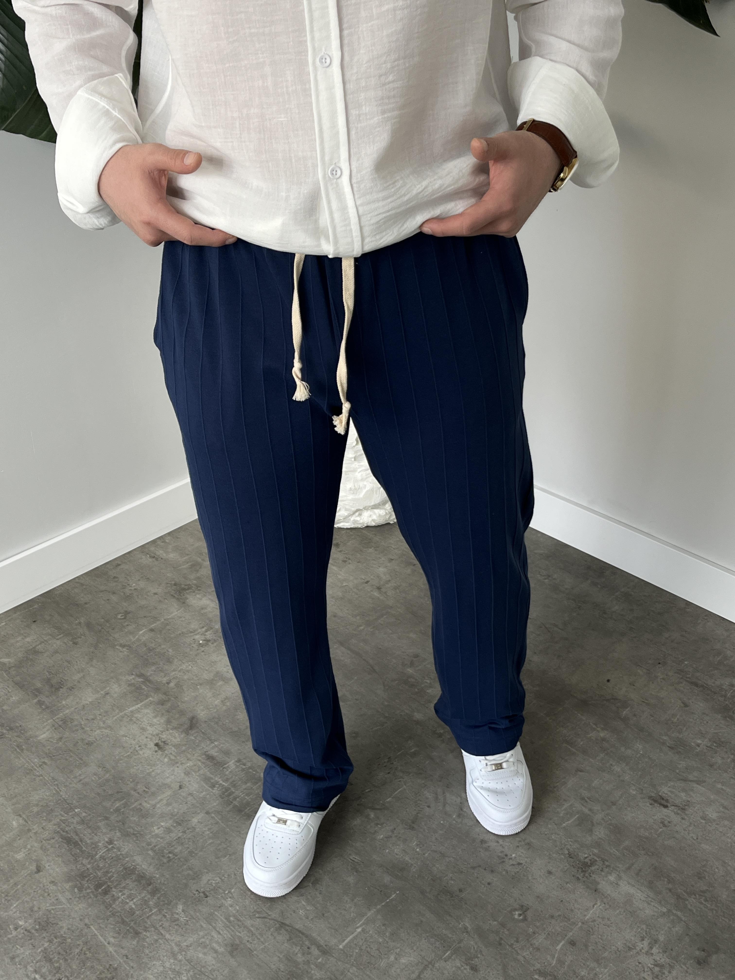 Stride Lacivert Çizgi Detaylı Baggy Pantolon
