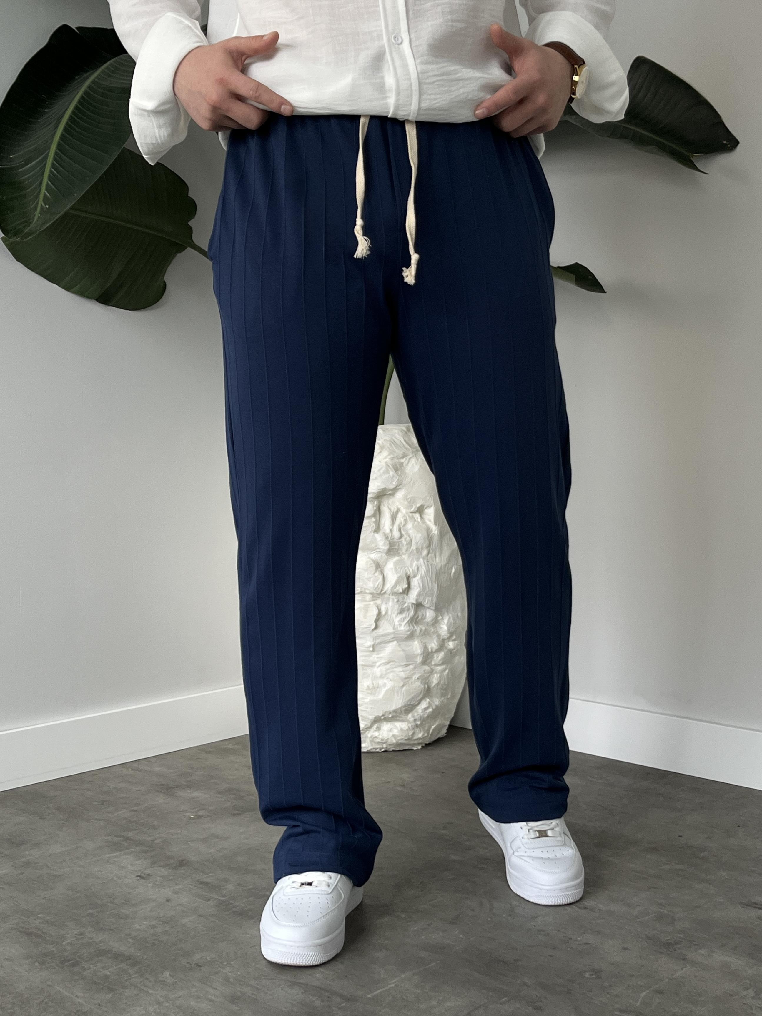 Stride Lacivert Çizgi Detaylı Baggy Pantolon