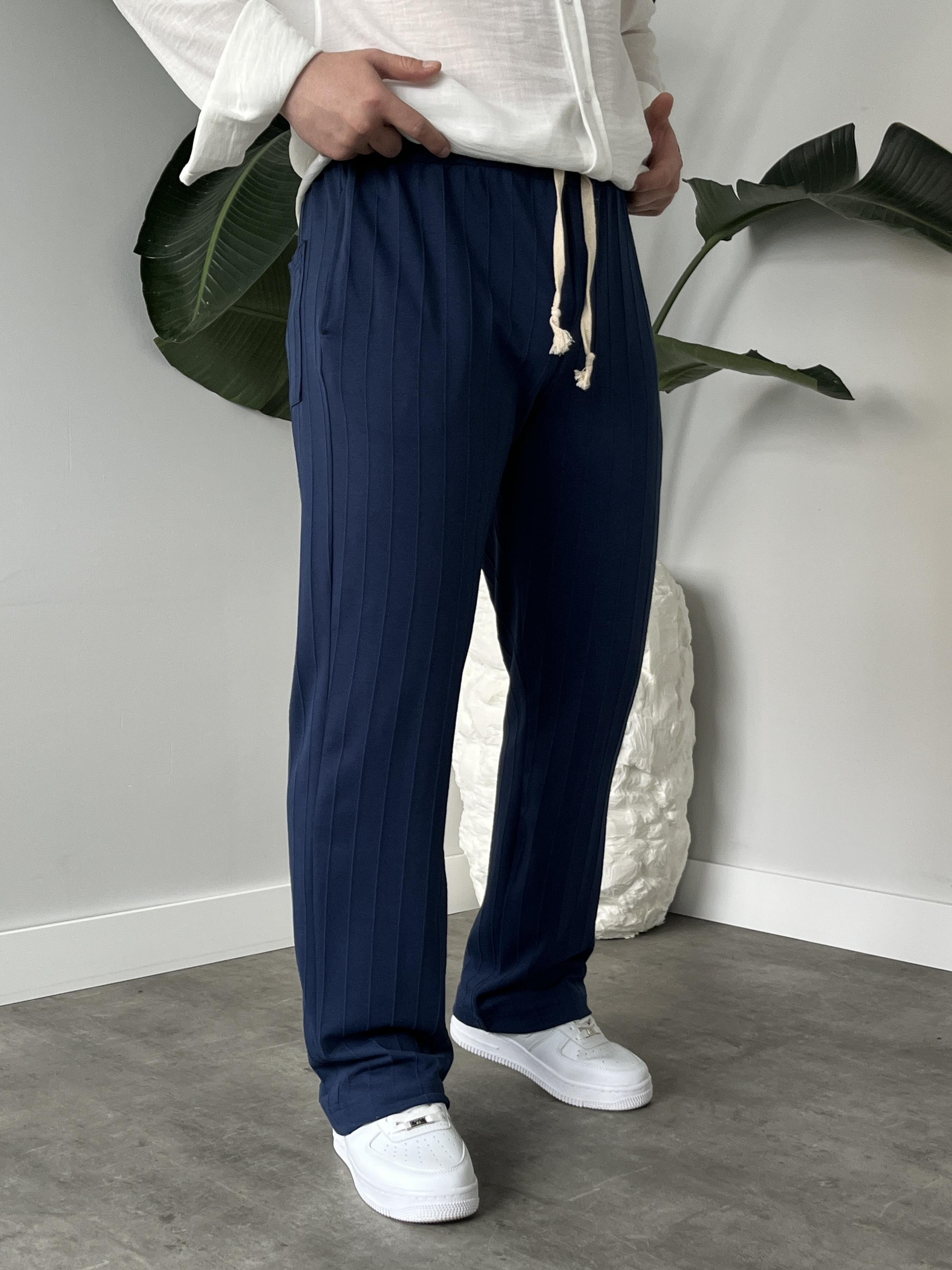 Stride Lacivert Çizgi Detaylı Baggy Pantolon
