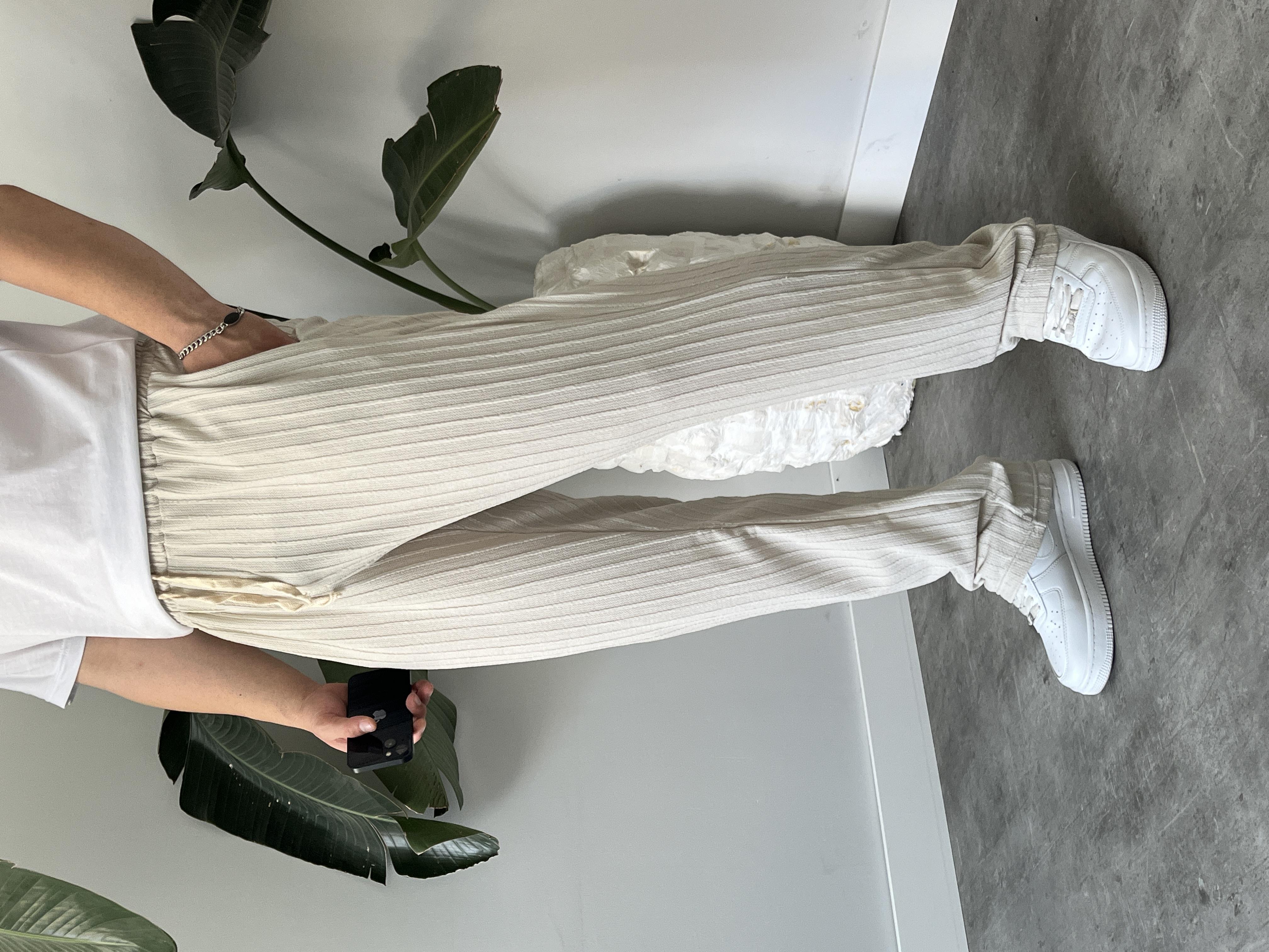 Taş Çizgi Desenli Bağcık Detaylı Baggy Pantolon