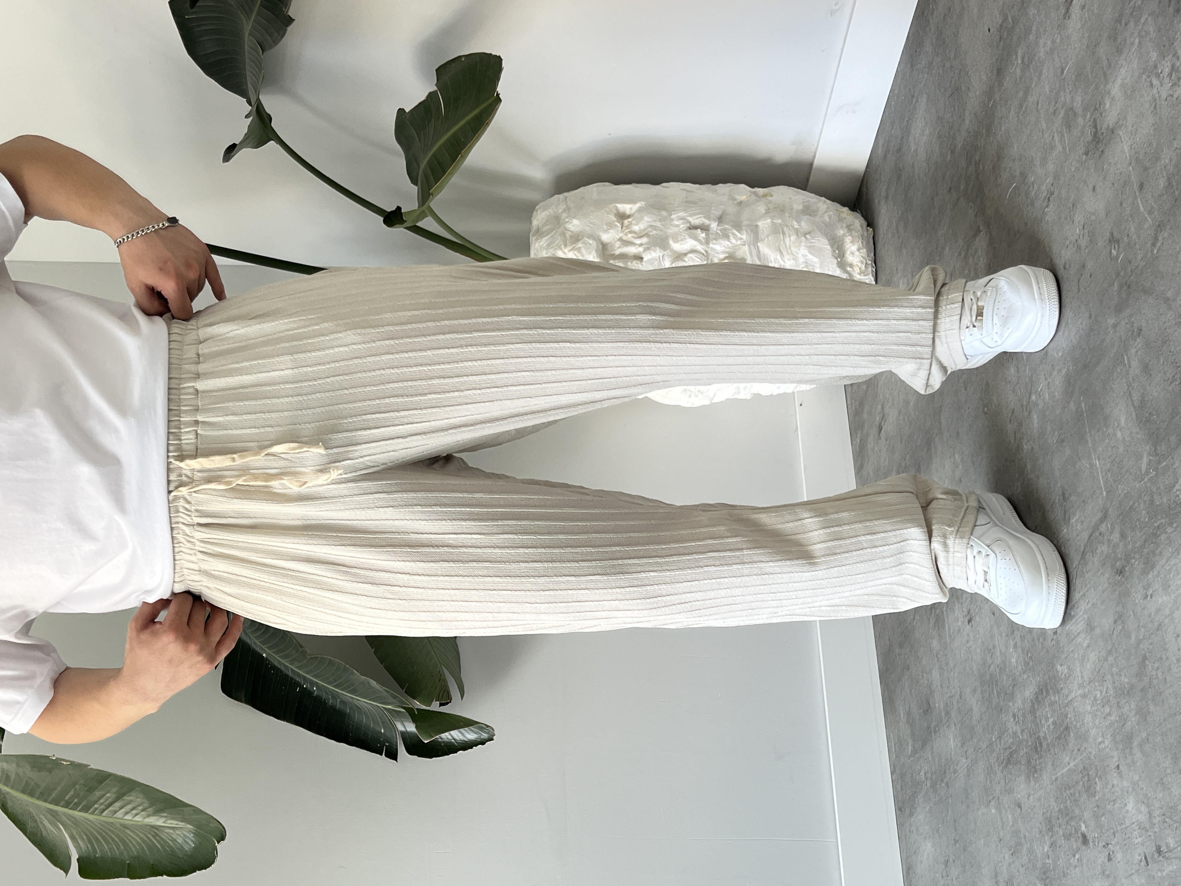 Taş Çizgi Desenli Bağcık Detaylı Baggy Pantolon