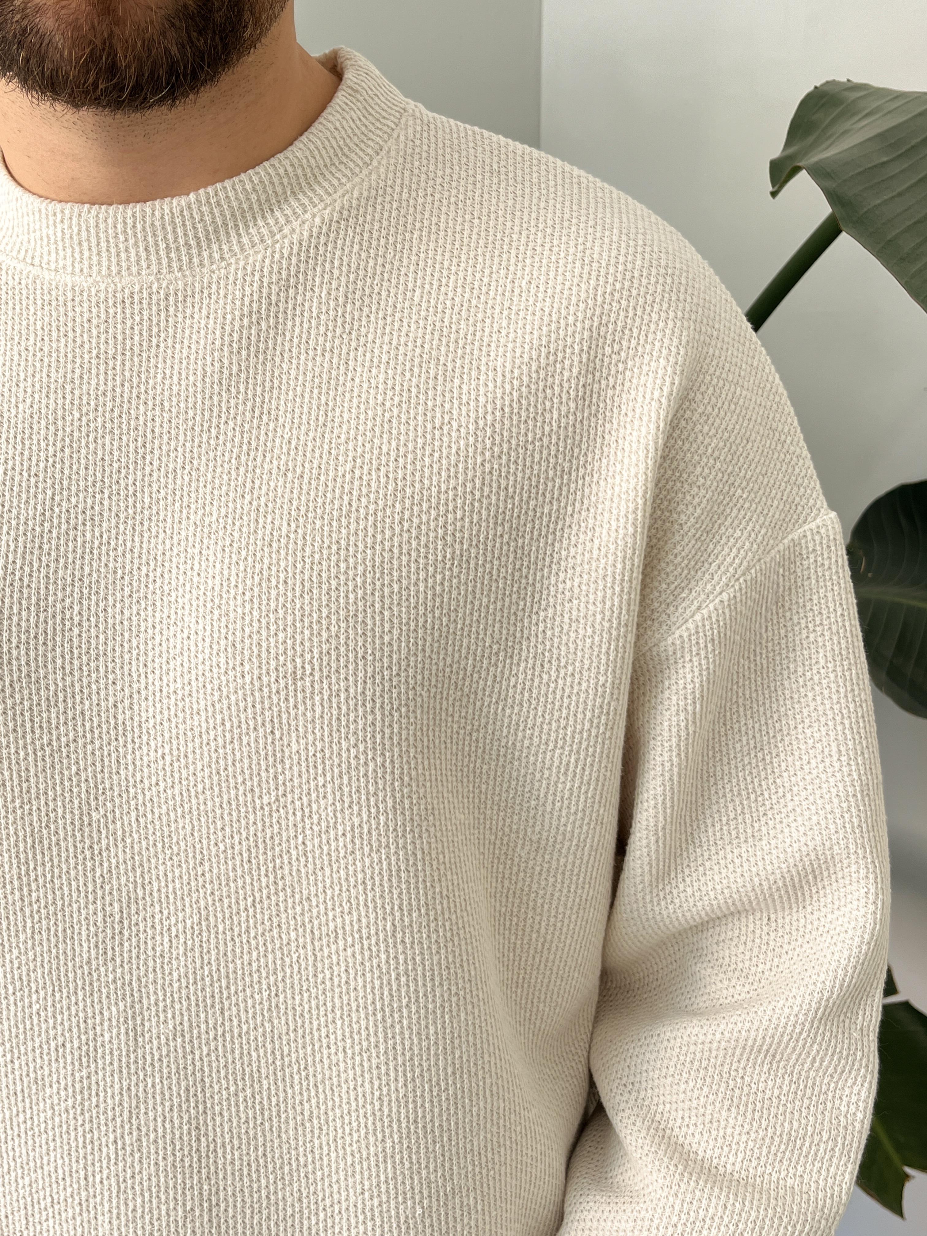 Taş Dokulu Örme Triko Sweatshirt