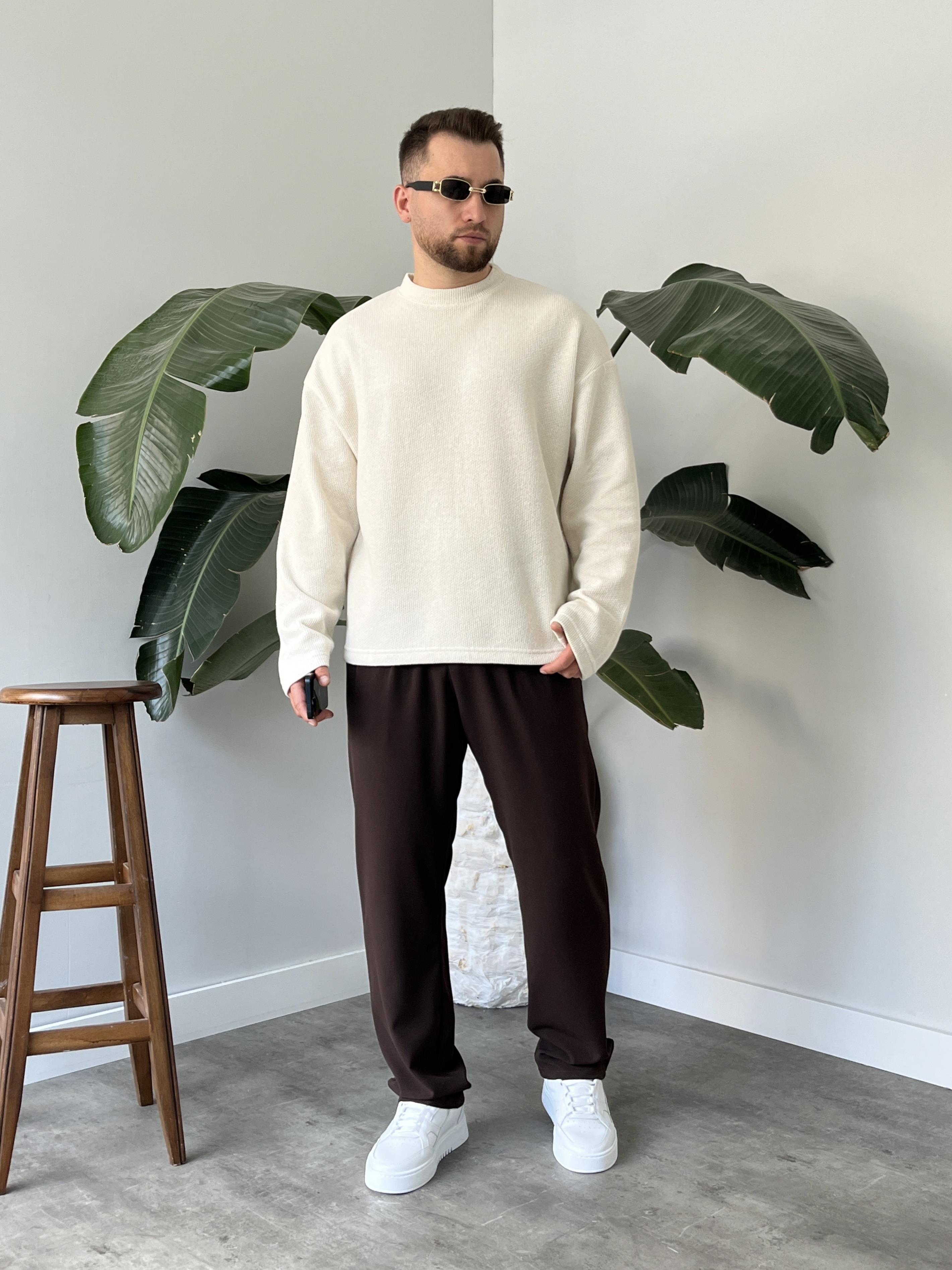 Taş Dokulu Örme Triko Sweatshirt