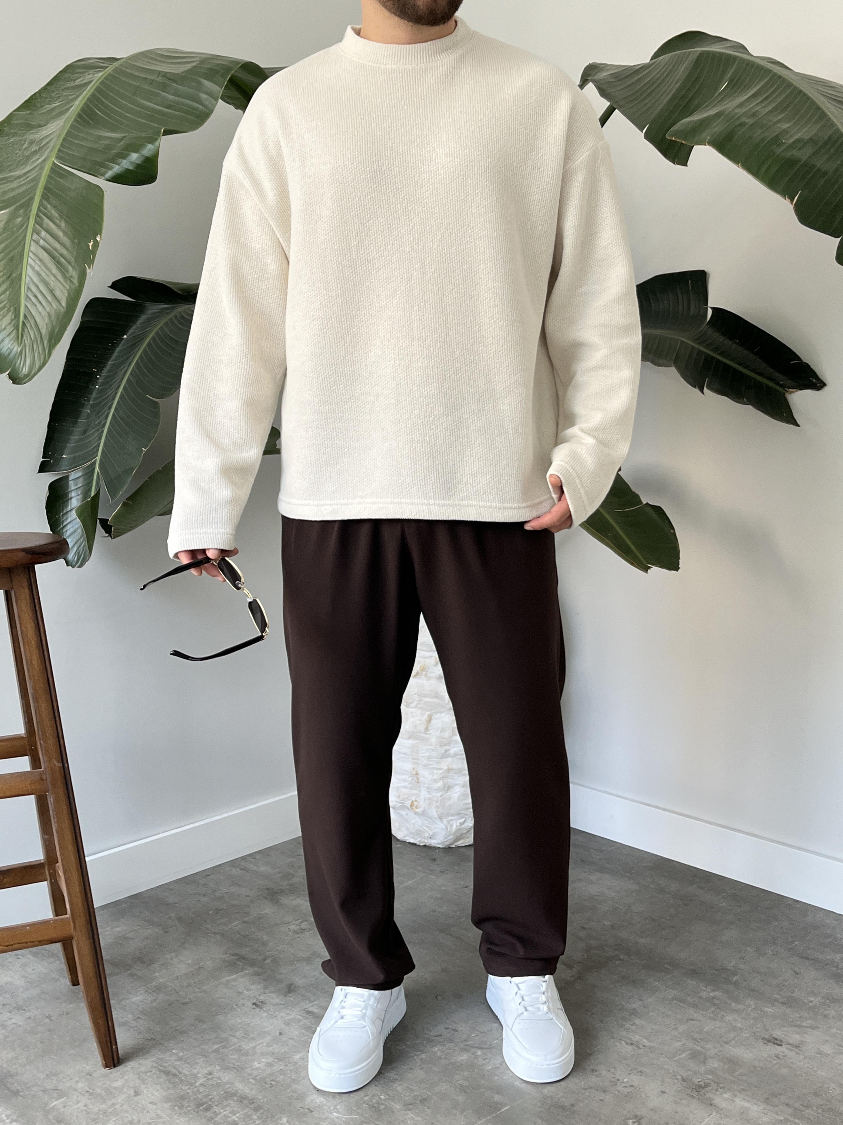 Taş Dokulu Örme Triko Sweatshirt