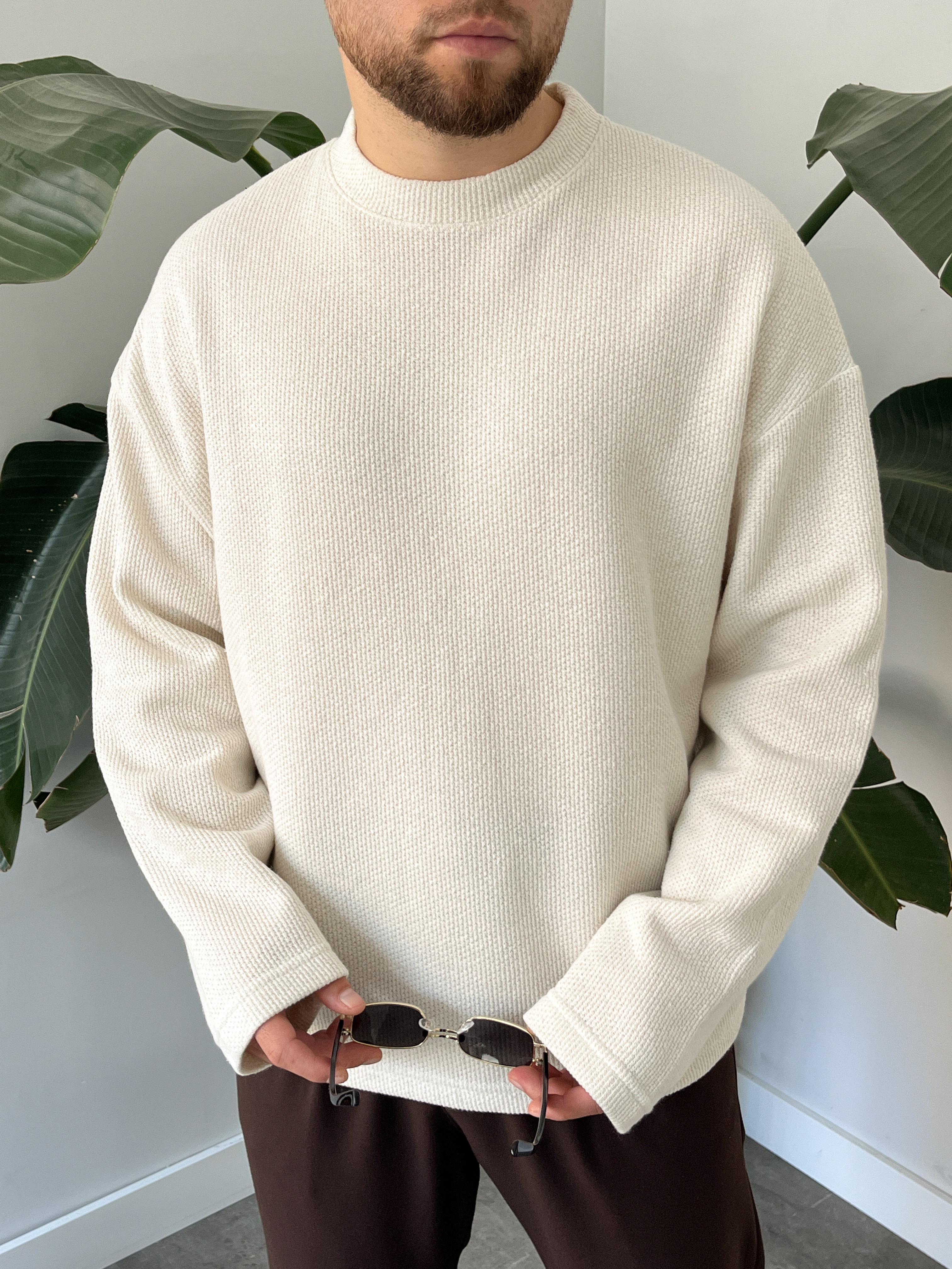 Taş Dokulu Örme Triko Sweatshirt