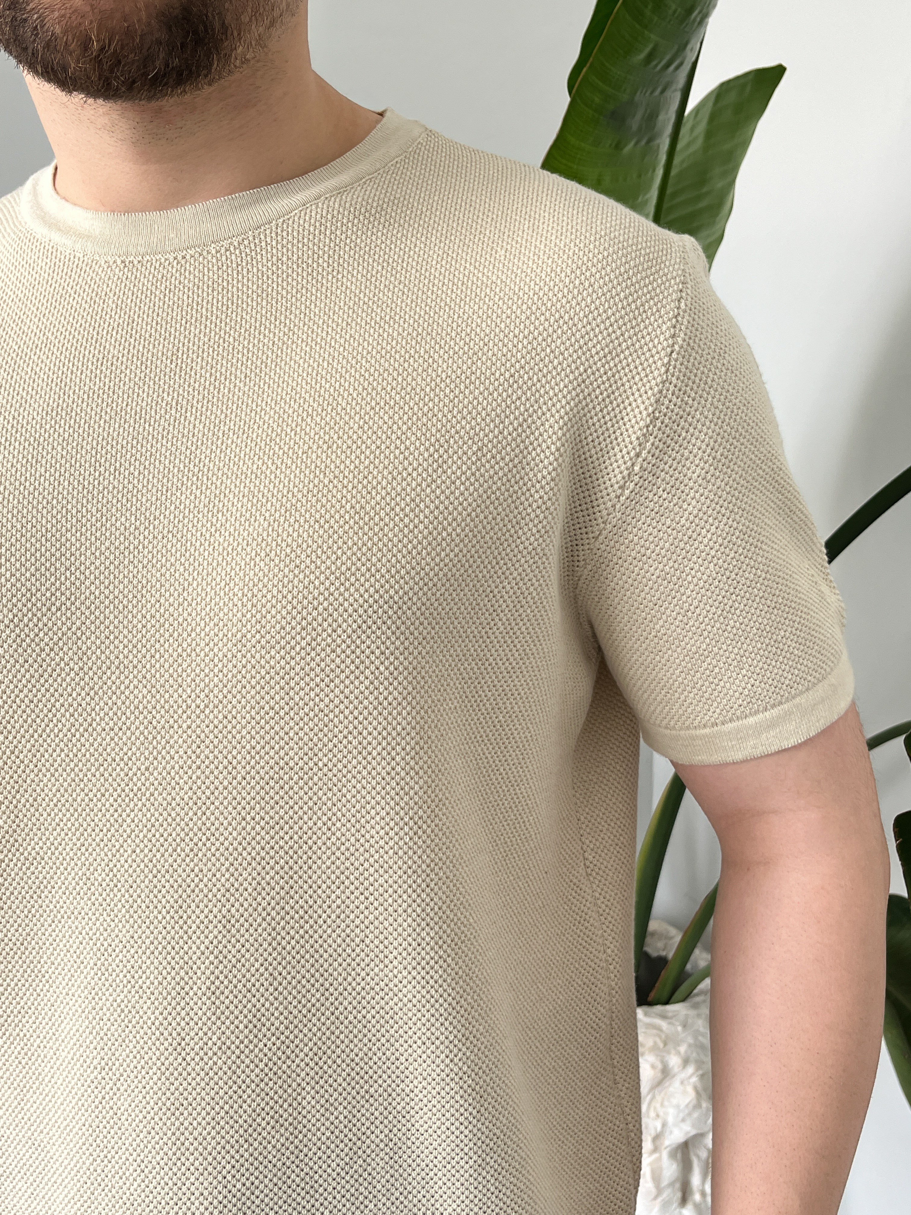 Taş Pirinç Örgü Triko T-shirt