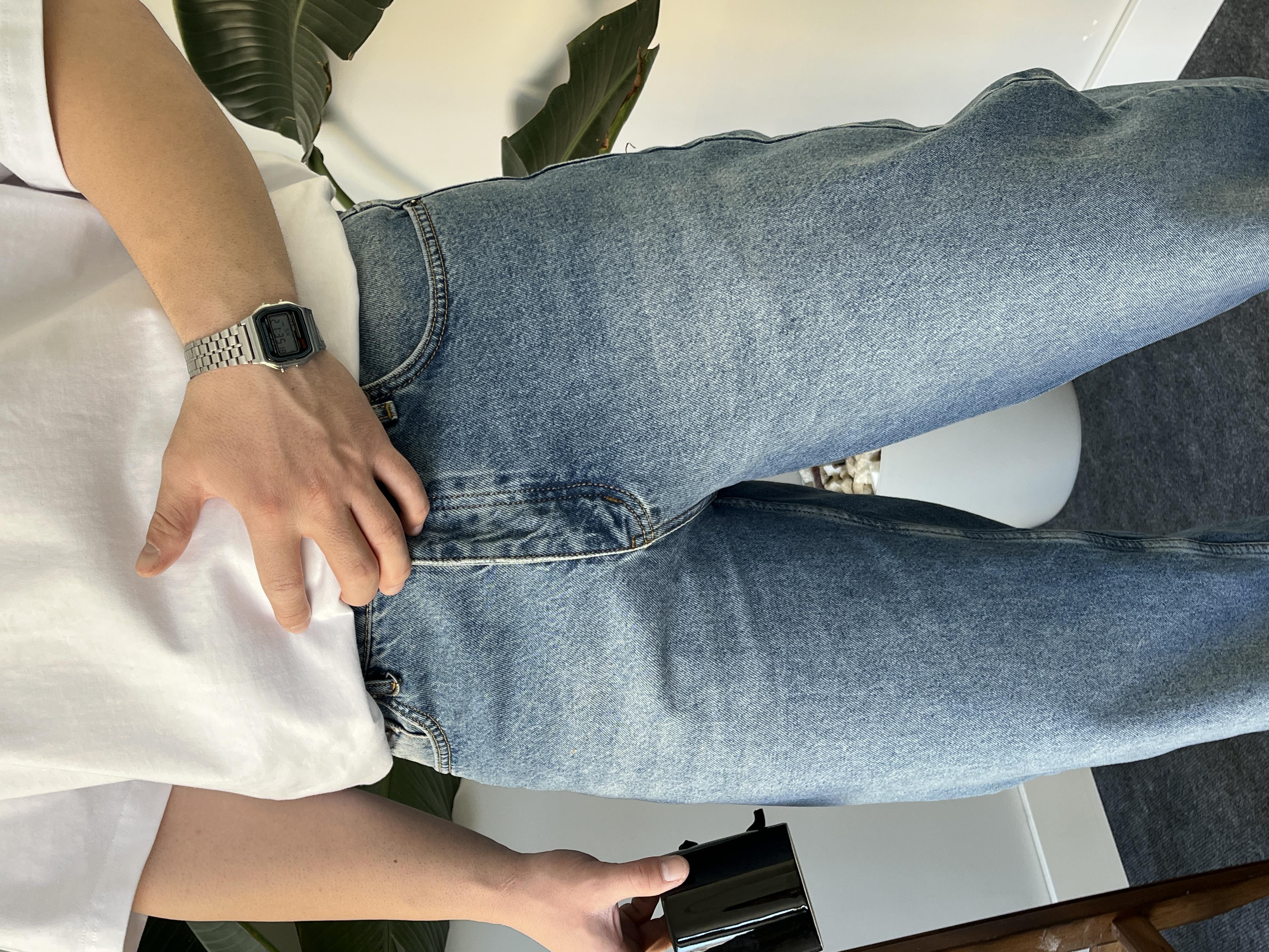 Veira Taşlamalı Baggy Blue Jean