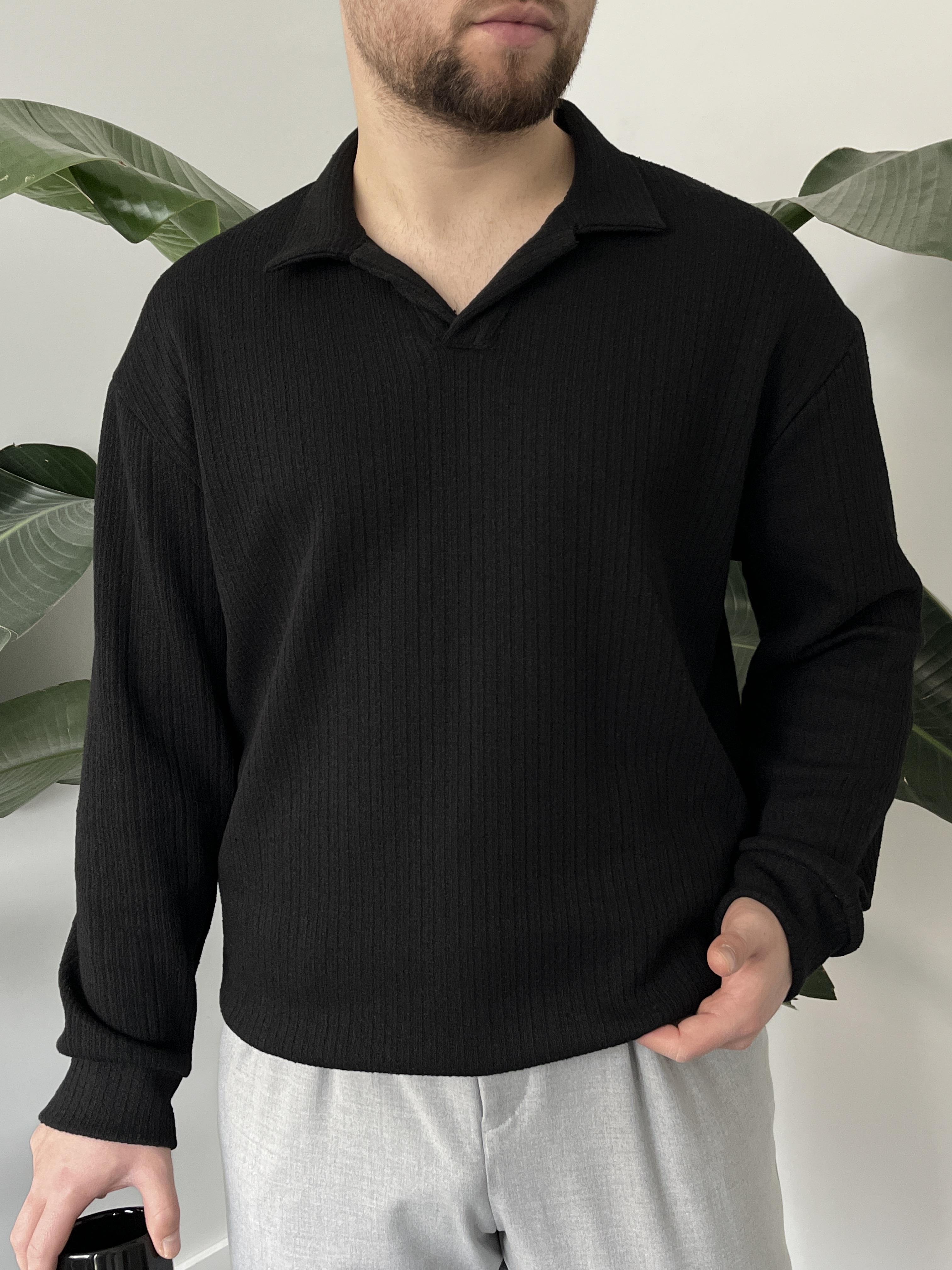 Velar Siyah Polo Yaka Triko Kazak