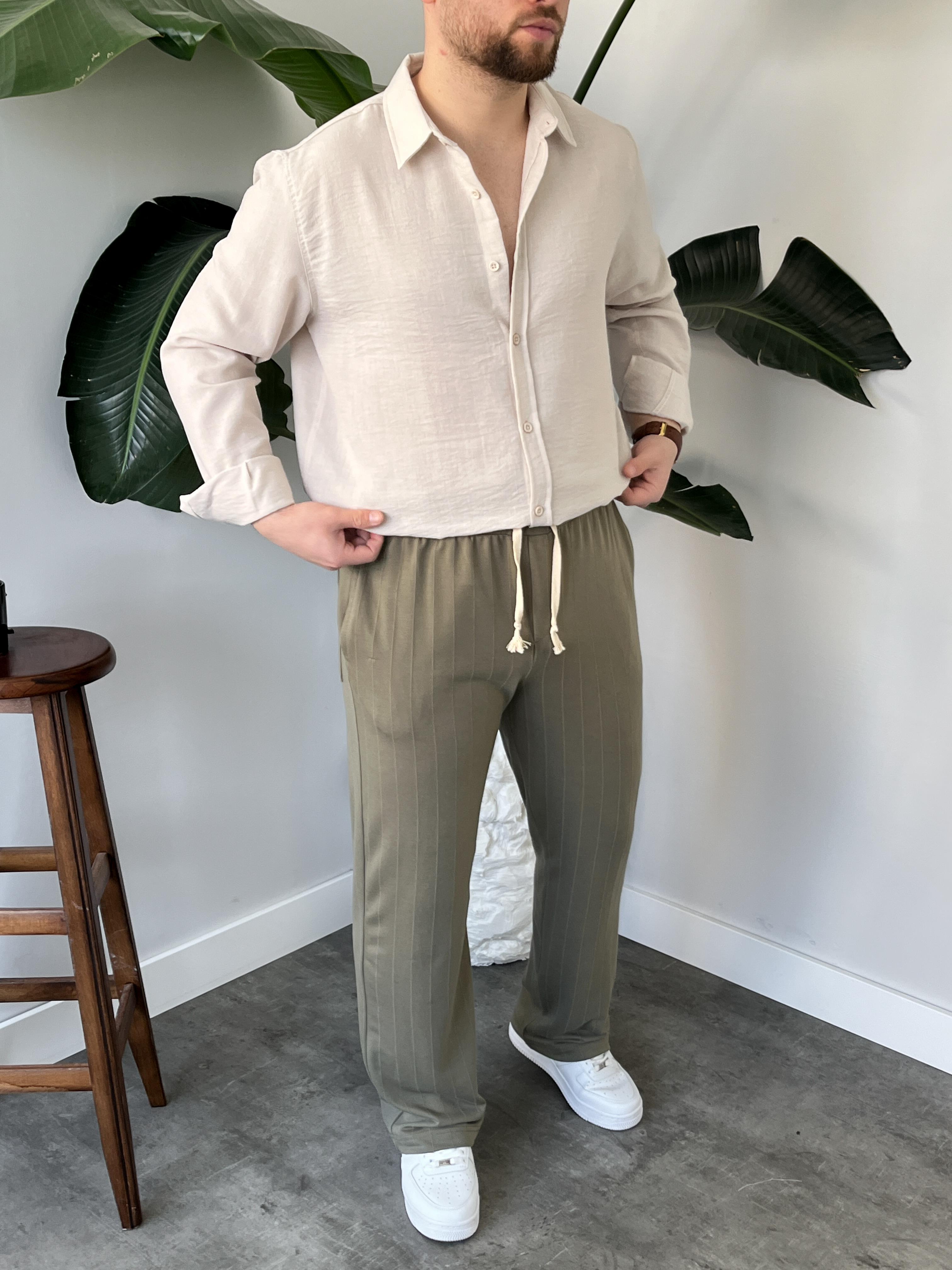 Vento Krem Krinkıl Kumaş Oversize Gömlek