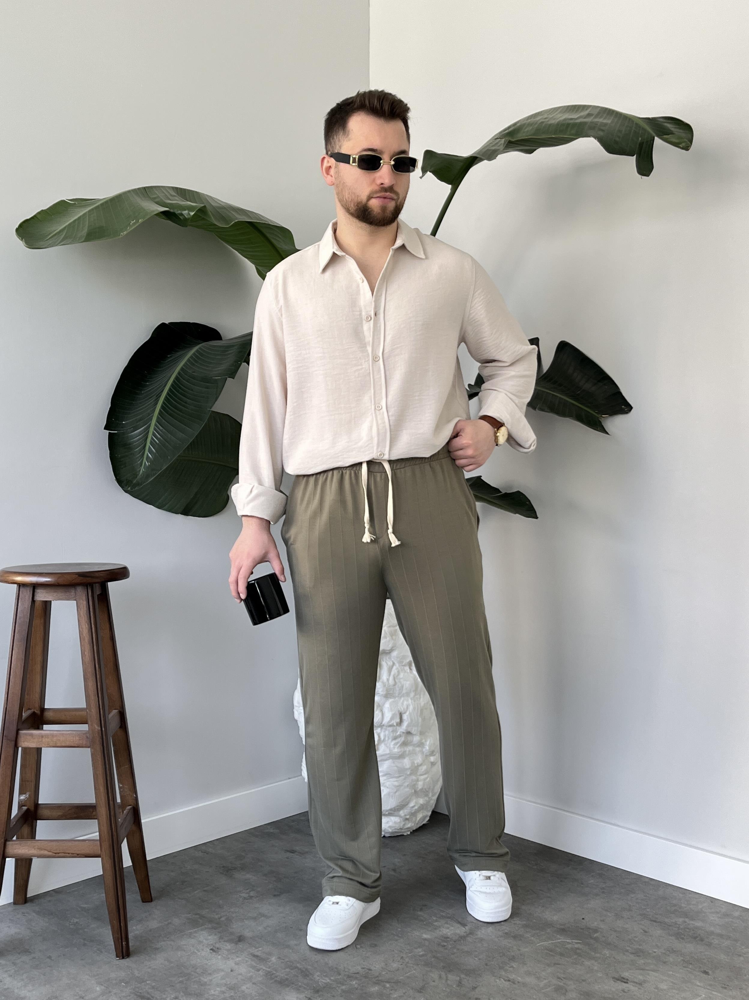 Vento Krem Krinkıl Kumaş Oversize Gömlek