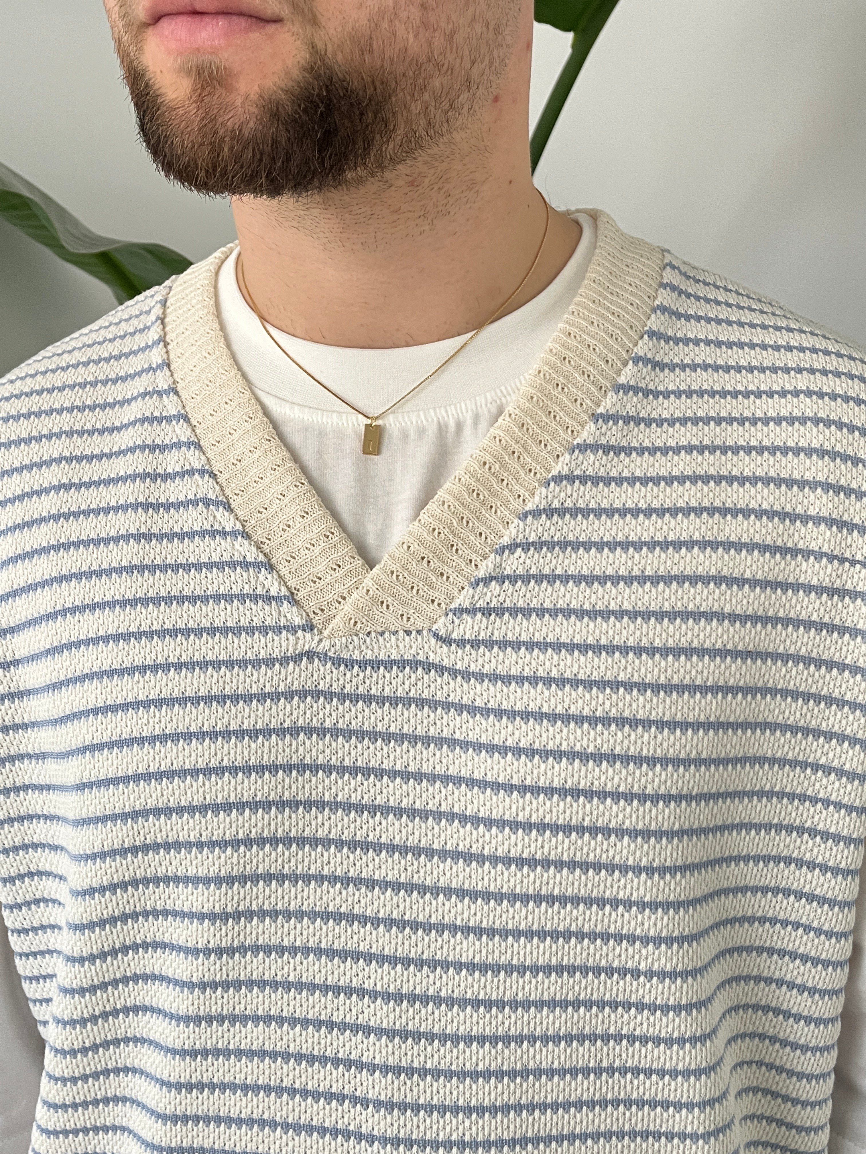 Vino Mavi Çizgili Oversize Süveter