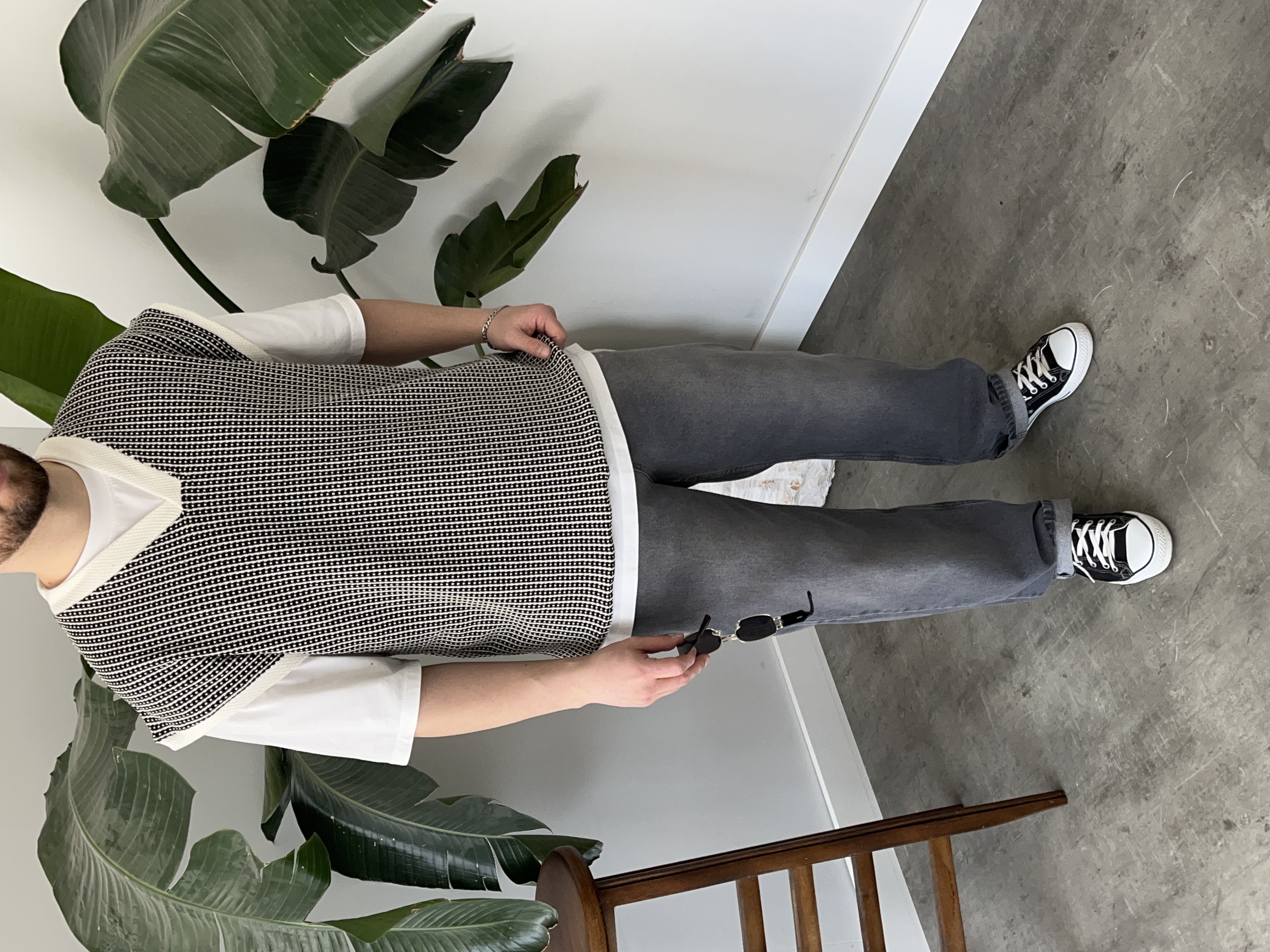 Vino Siyah Desenli Oversize Süveter