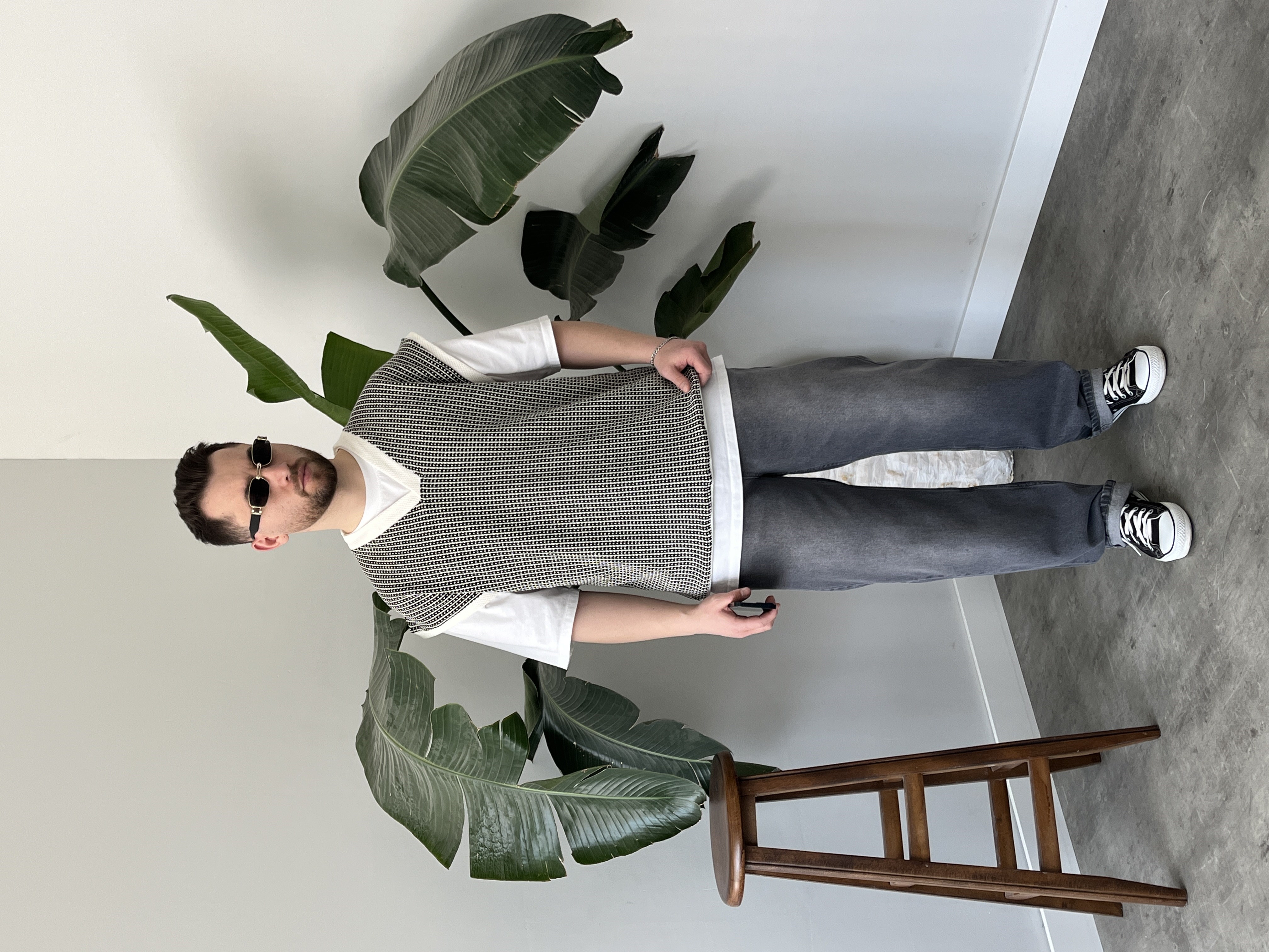 Vino Siyah Desenli Oversize Süveter