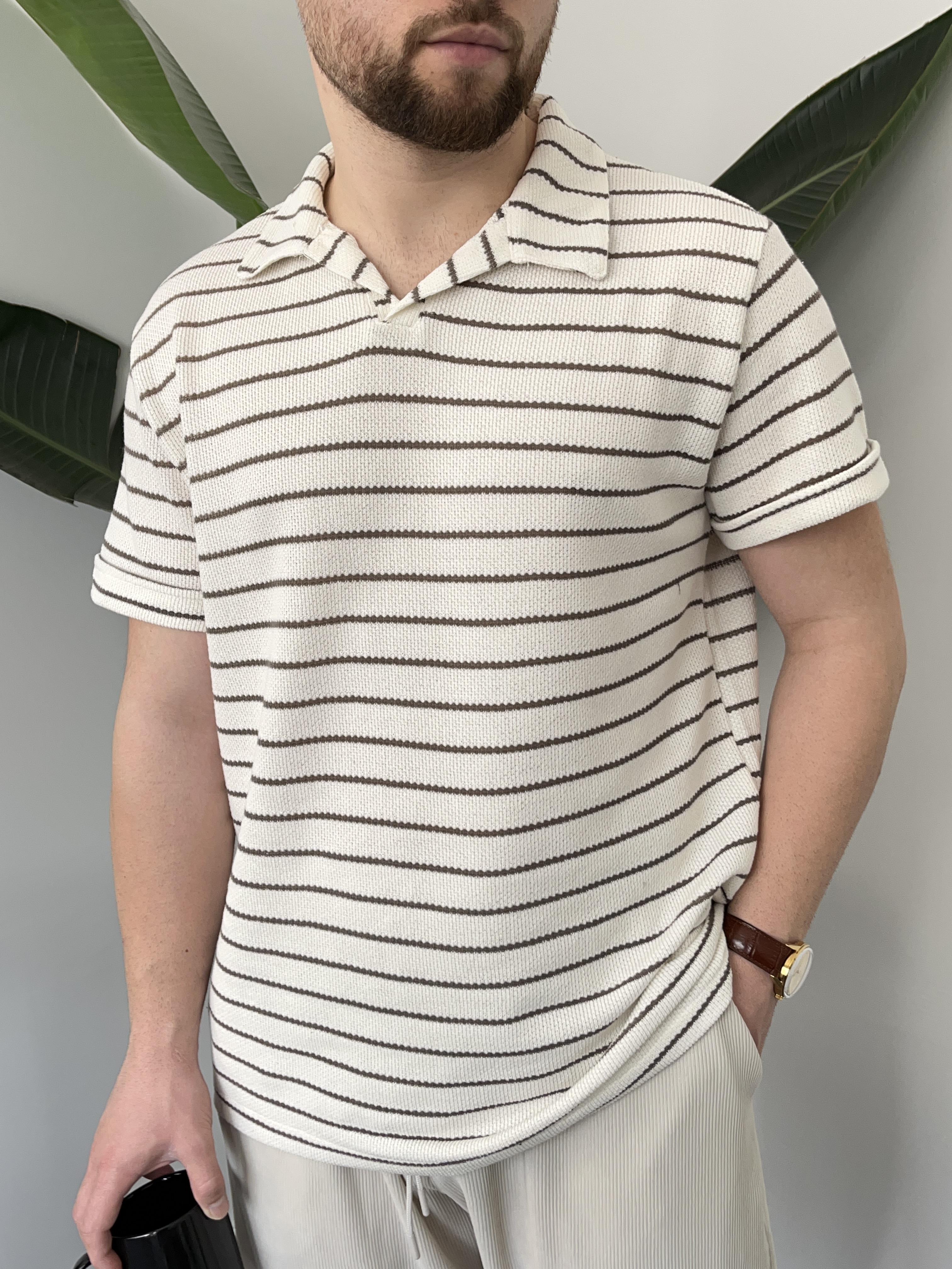 Vizon Çizgili Örgü T-shirt