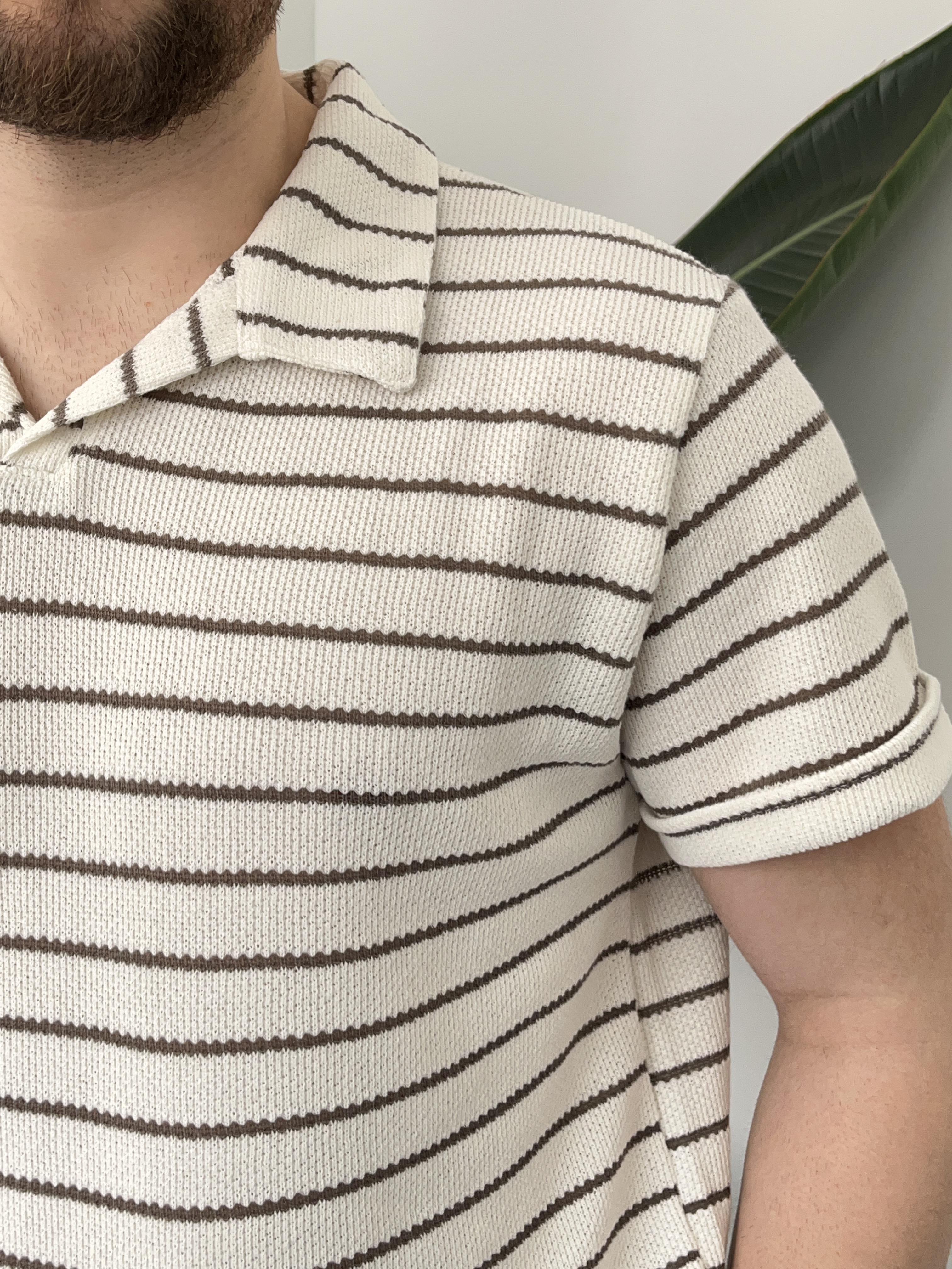 Vizon Çizgili Örgü T-shirt