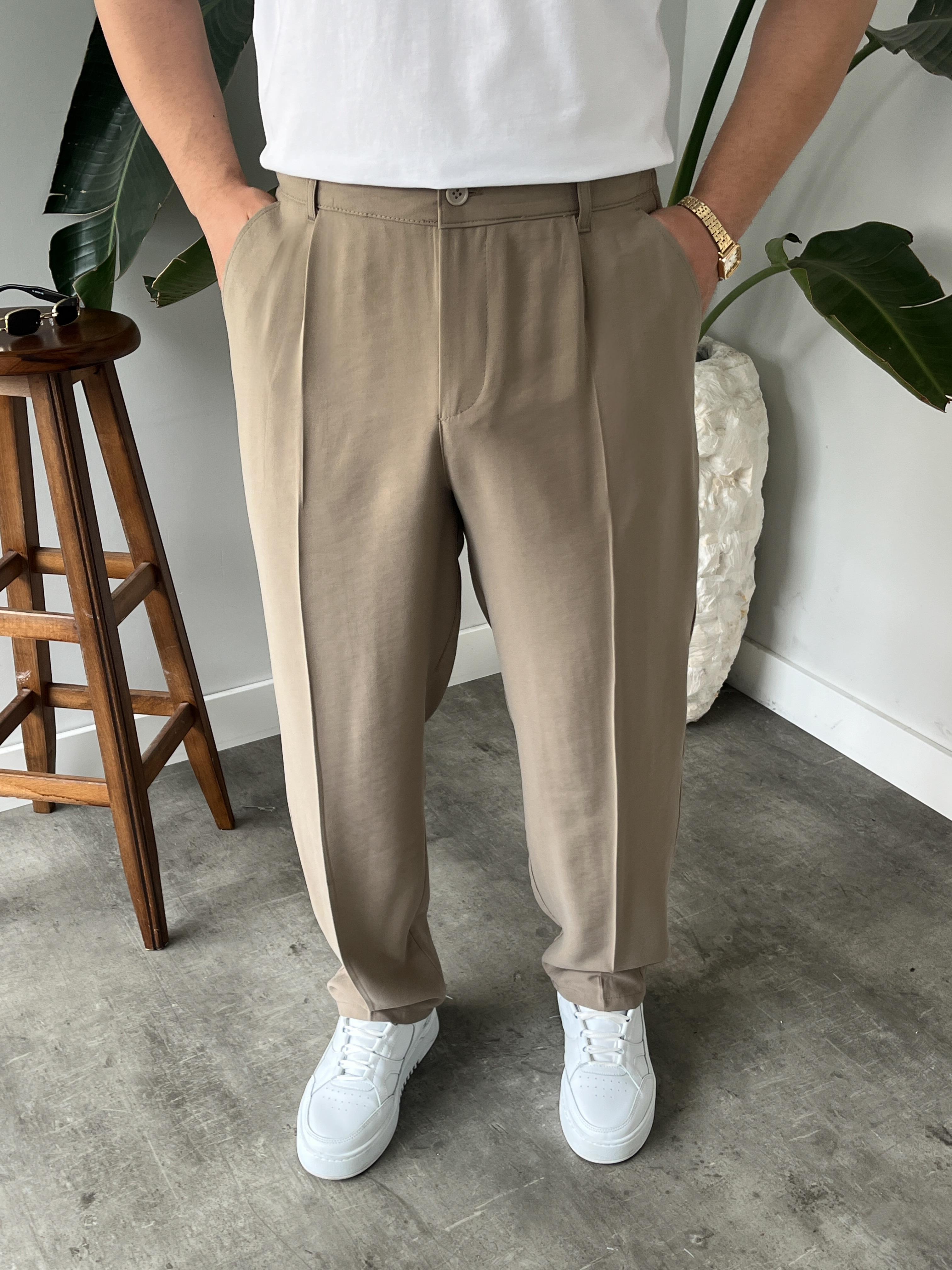 Vizon Deluxe Pileli Modal Kumaş Baggy Pantolon