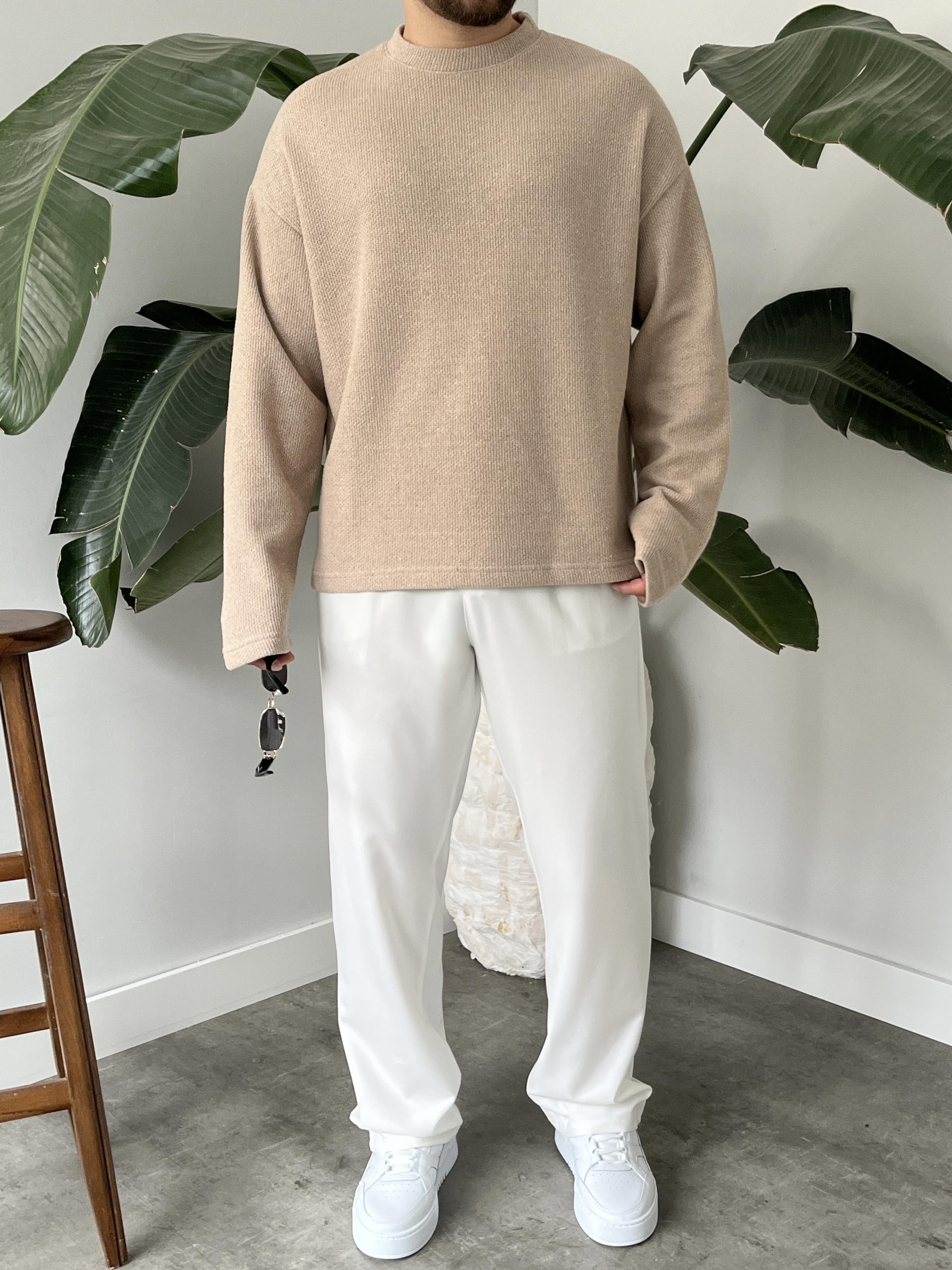 Vizon Dokulu Örme Triko Sweatshirt